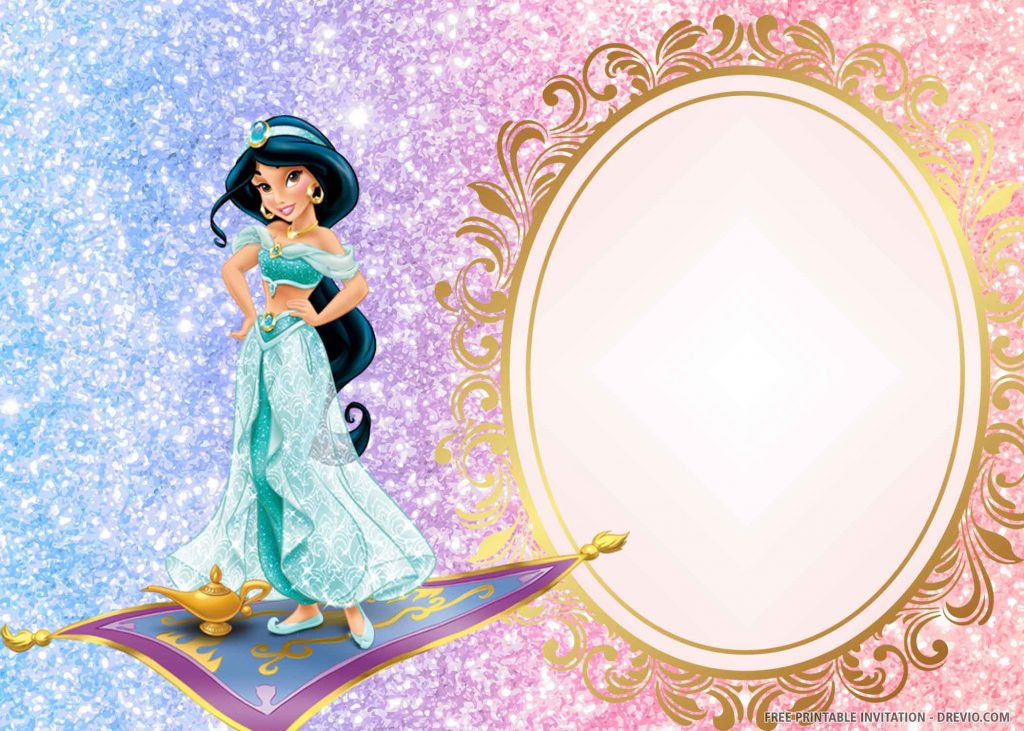  FREE PRINTABLE Princess Jasmine Birthday Invitation Template 