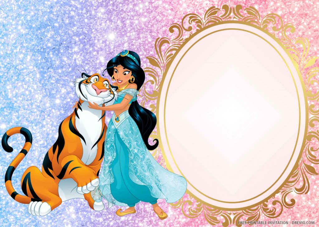 (FREE PRINTABLE) Princess Jasmine Birthday Invitation Template