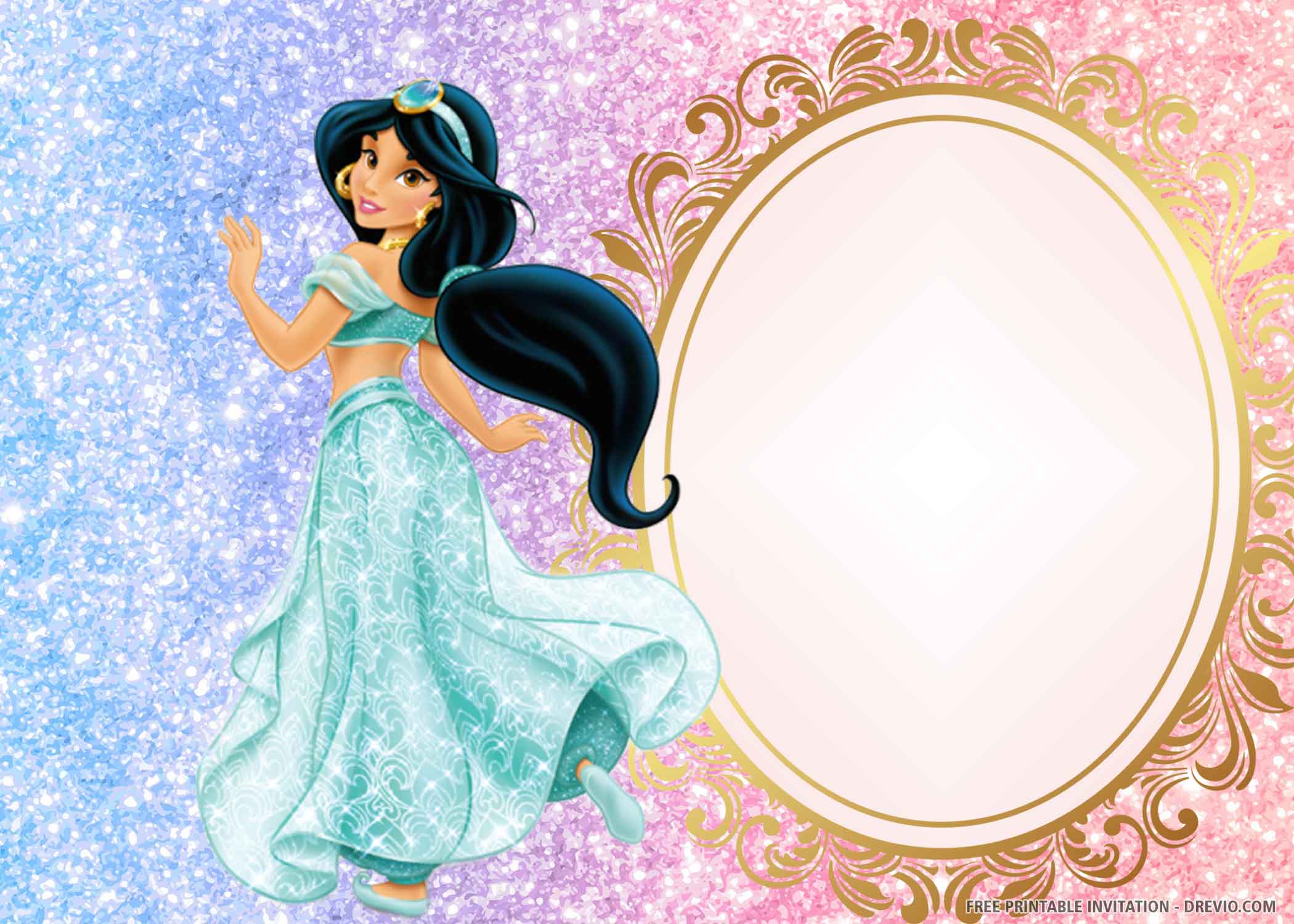 Download (FREE PRINTABLE) - Princess Jasmine Birthday Invitation ...