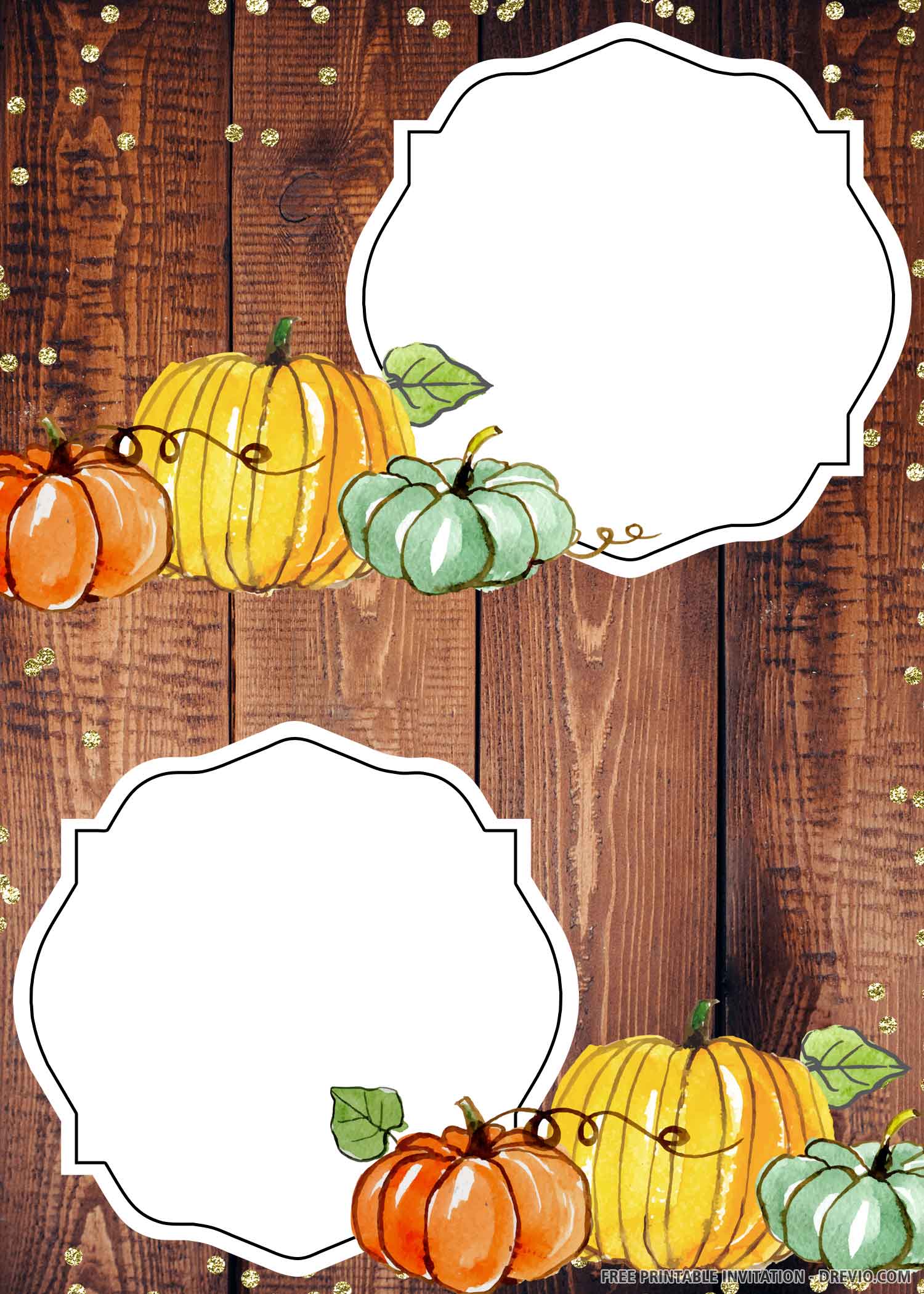 (FREE PRINTABLE) Pumpkin Fall Harvest Birthday Invitation Template
