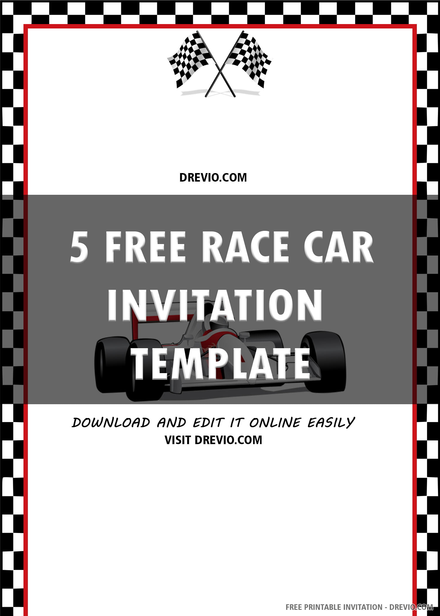(FREE PRINTABLE) Racing Car Birthday Invitation Template Download