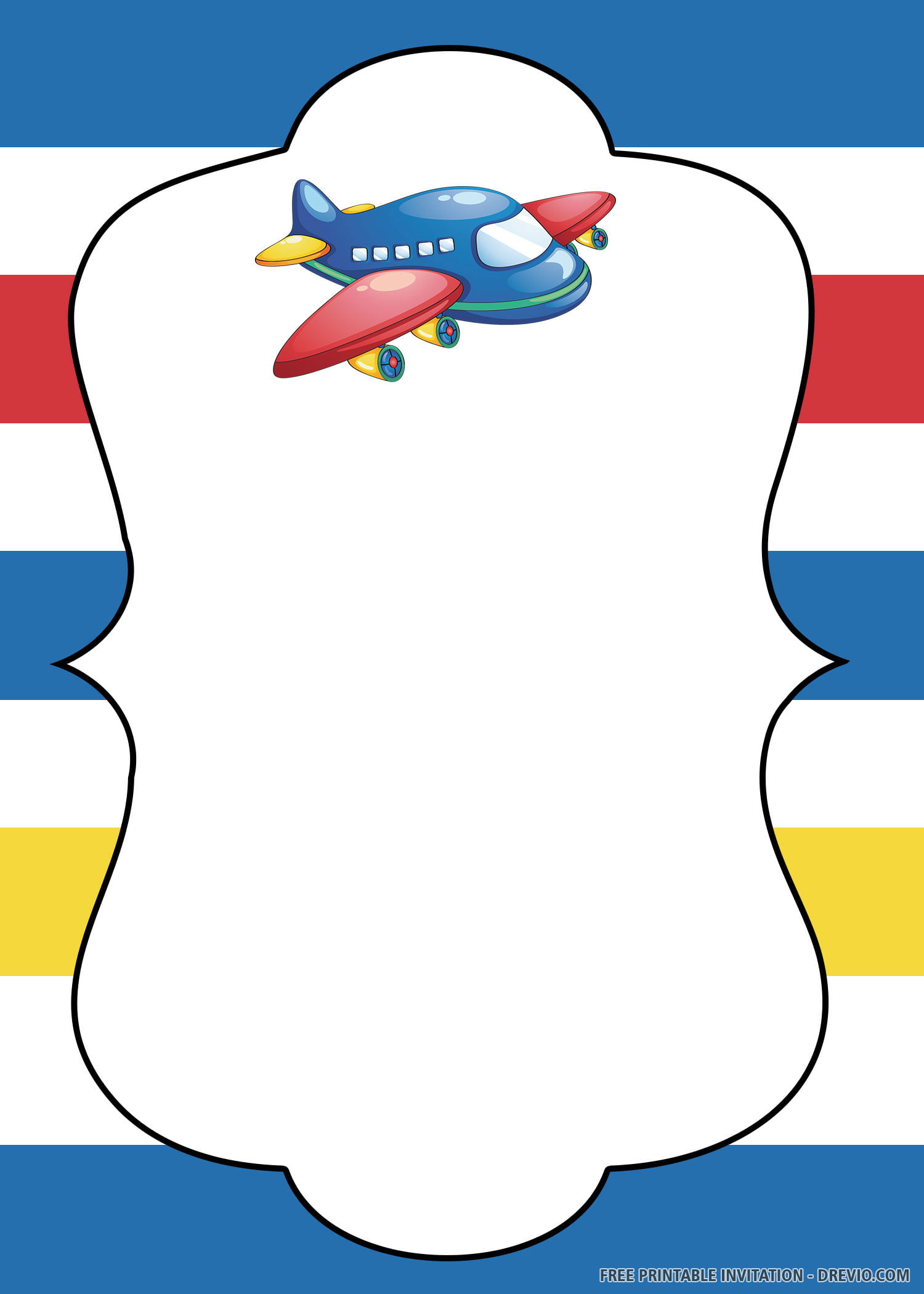 Free Printable Up Up And Away Airplane Birthday Invitation Templates 