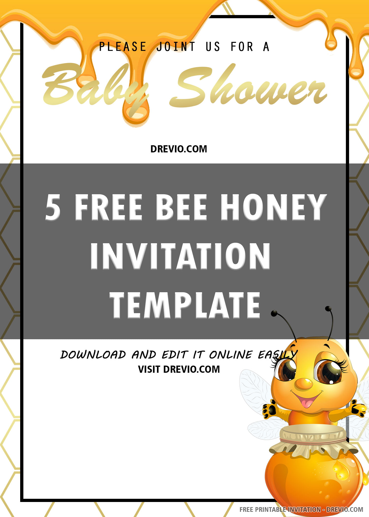 Free Printable Bee Honey Baby Shower Invitation Template Download Hundreds Free Printable Birthday Invitation Templates