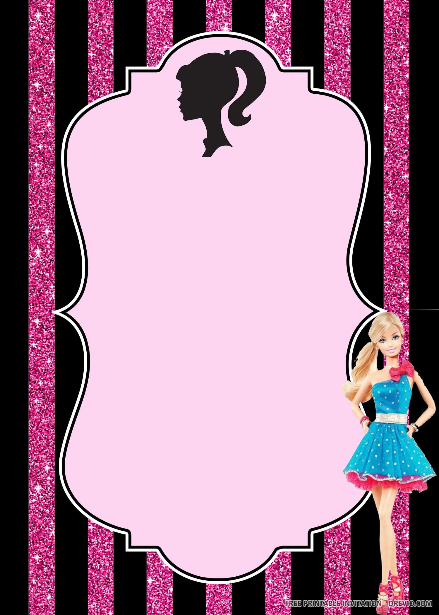 FREE PRINTABLE) Barbie Birthday Invitation Template | Download Hundreds  FREE PRINTABLE Birthday Invitation Templates