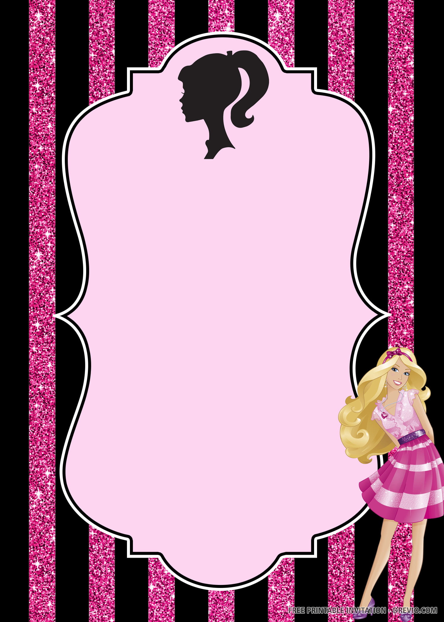 Free Printable Barbie Birthday Invitation Template Drevio