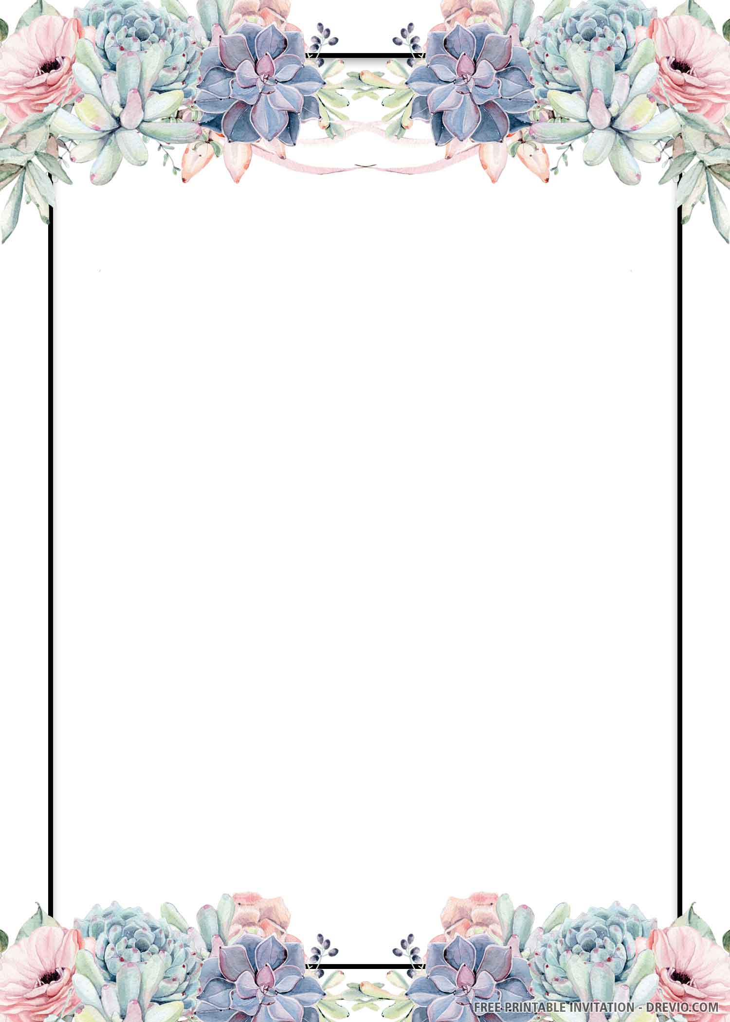 Flowers And Golden Frame Quincea era Invitation Template free