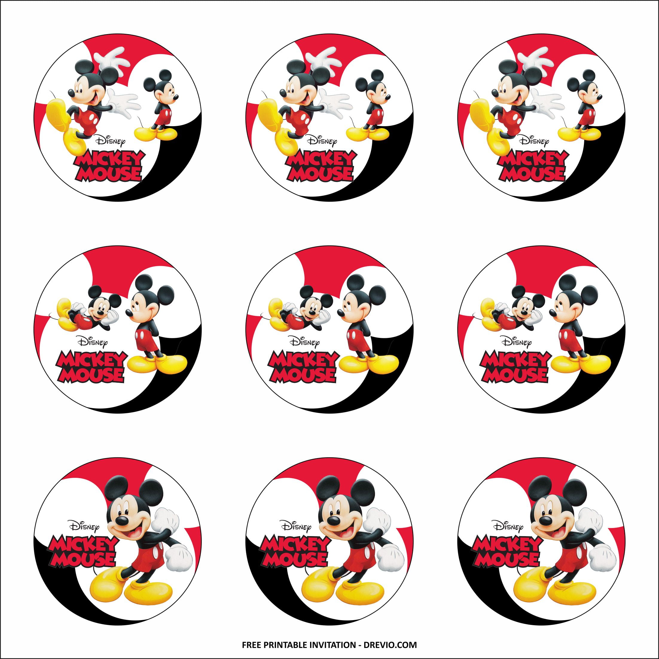(FREE PRINTABLE) Mickey Mouse Birthday Party Kits Template DREVIO