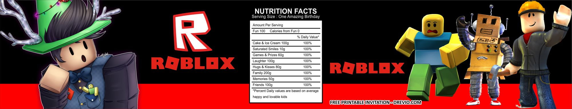Free Printable Roblox Birthday Party Kits Templates Drevio - size 100 roblox