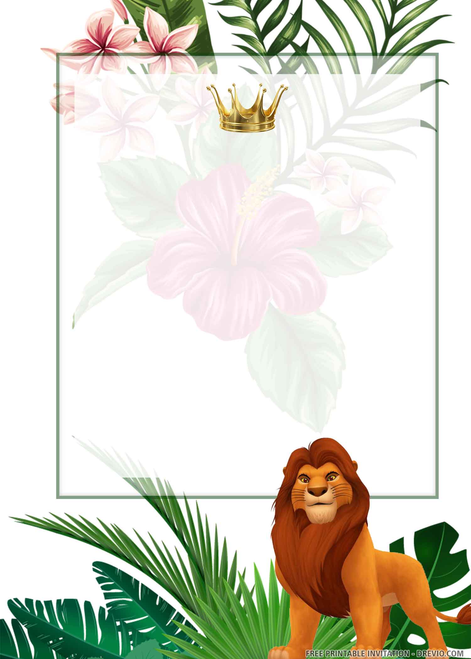  FREE PRINTABLE Simba Lion King Birthday Invitation Templates 