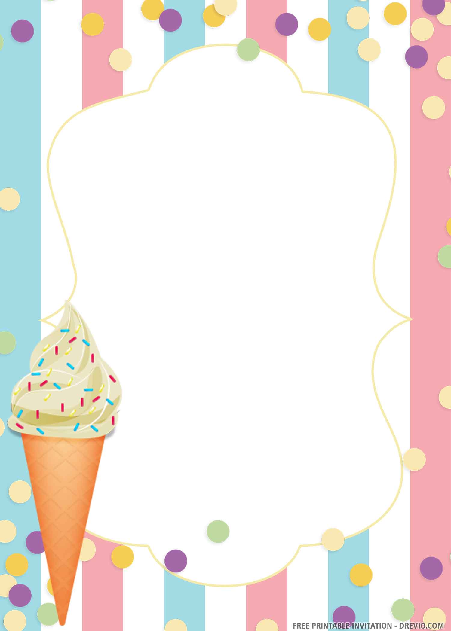 (FREE PRINTABLE) Ice Cream Birthday Invitation Templates Download
