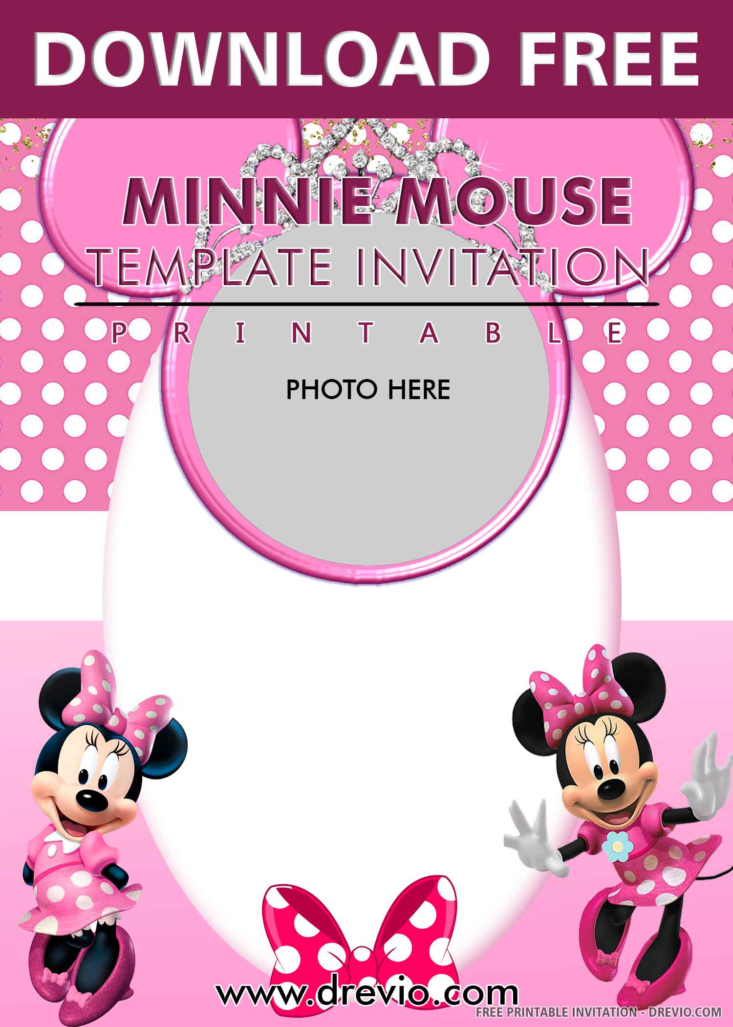 (FREE PRINTABLE) Minnie Mouse’s Pink Bandana Birthday Invitation