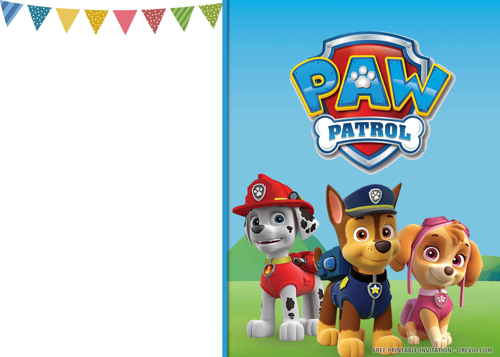 (FREE PRINTABLE) Cheerful Paw Patrol Birthday Invitation Templates