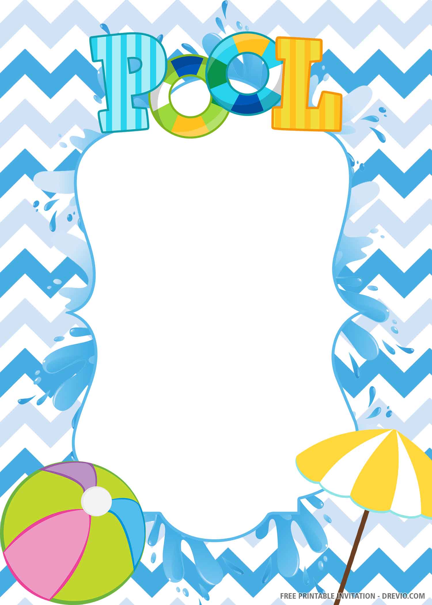 Blank Free Printable Pool Party Invitations Template Printable Templates