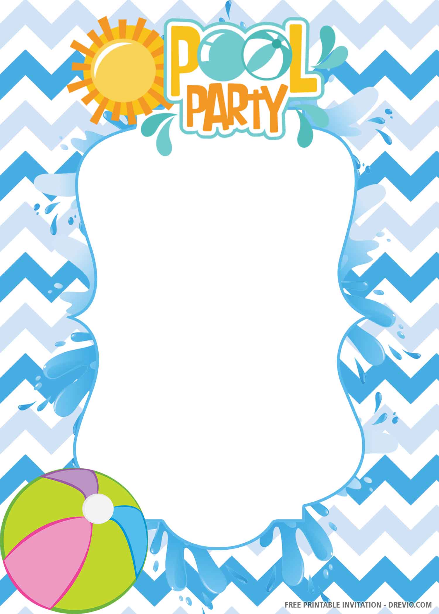 Blank Free Printable Pool Party Invitations Templates