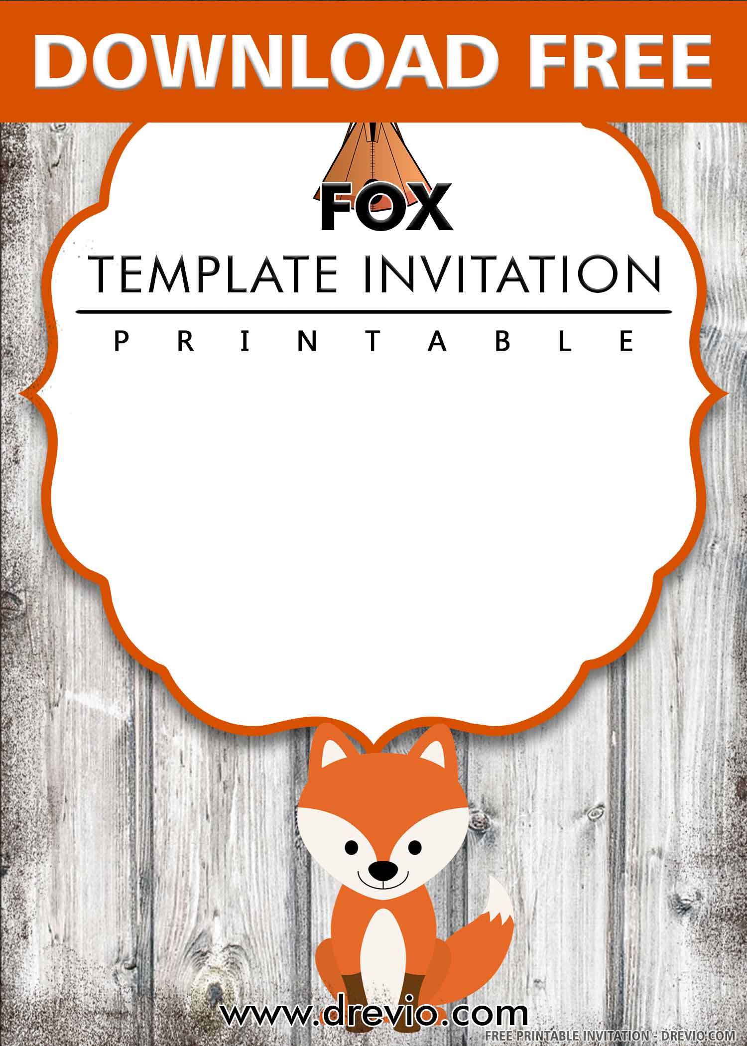 (FREE PRINTABLE) Fox Birthday Invitation Templates DREVIO