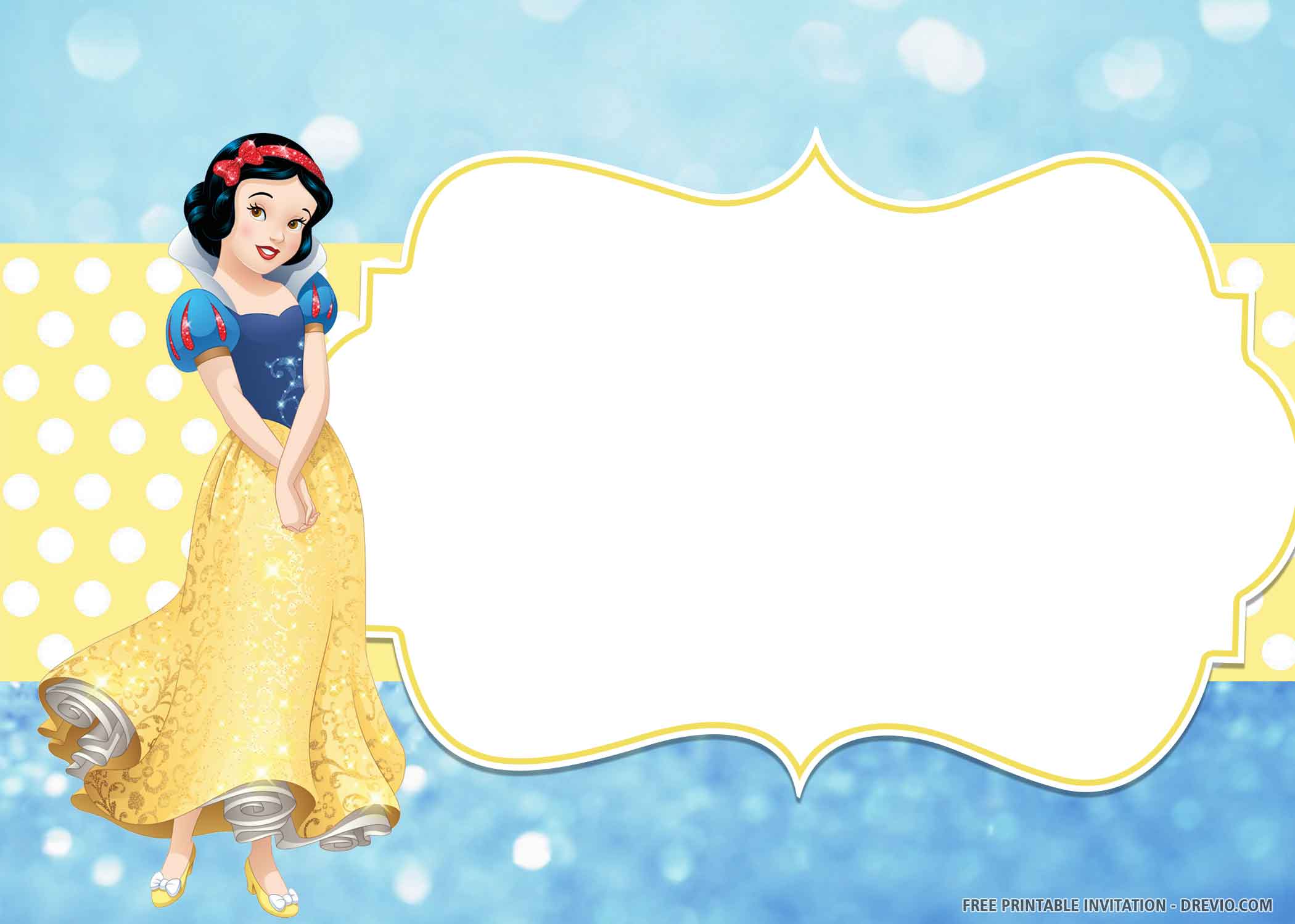 (FREE PRINTABLE) Lovely Poses of Snow White Birthday Invitation