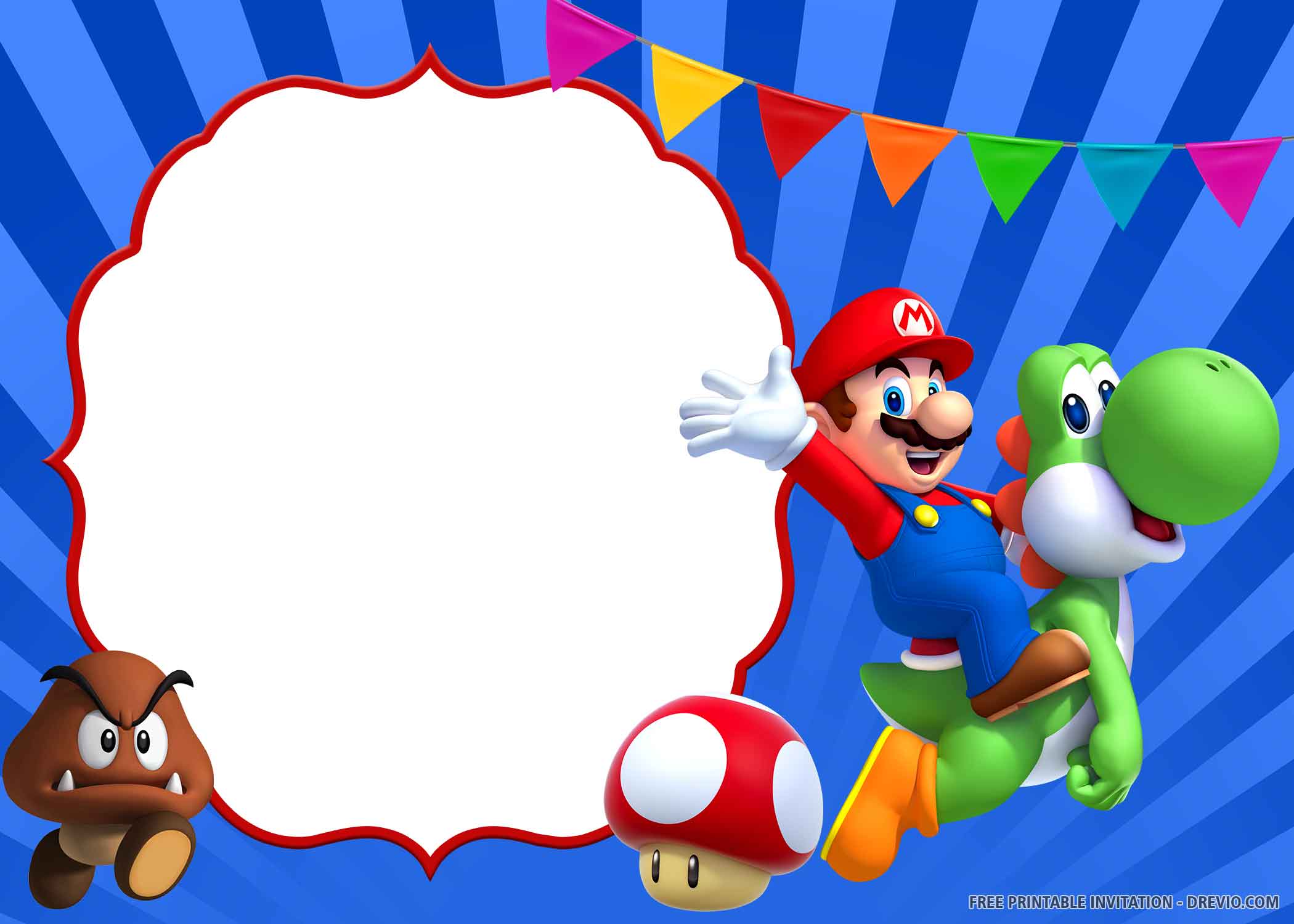  FREE PRINTABLE Super Mario Birthday Invitation Templates DREVIO