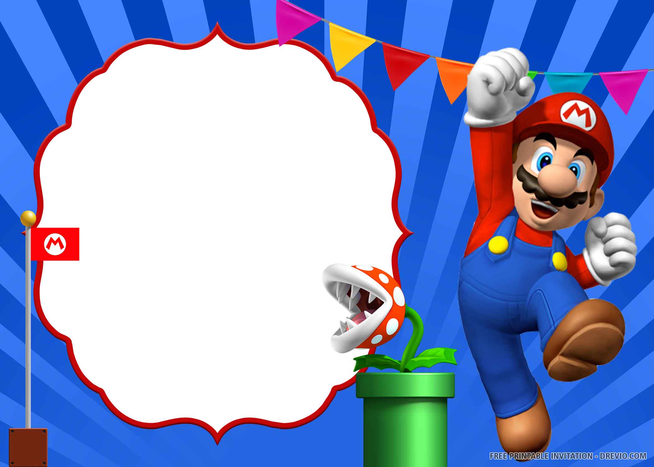 (FREE PRINTABLE) Super Mario Birthday Invitation Templates Download