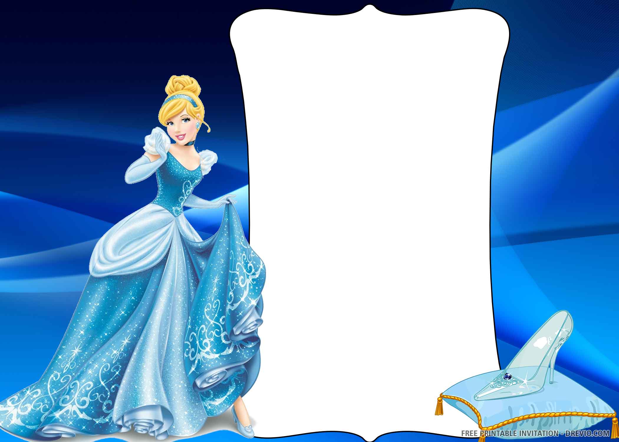 Free Printable Princess Cinderella Birthday Invitation Templates