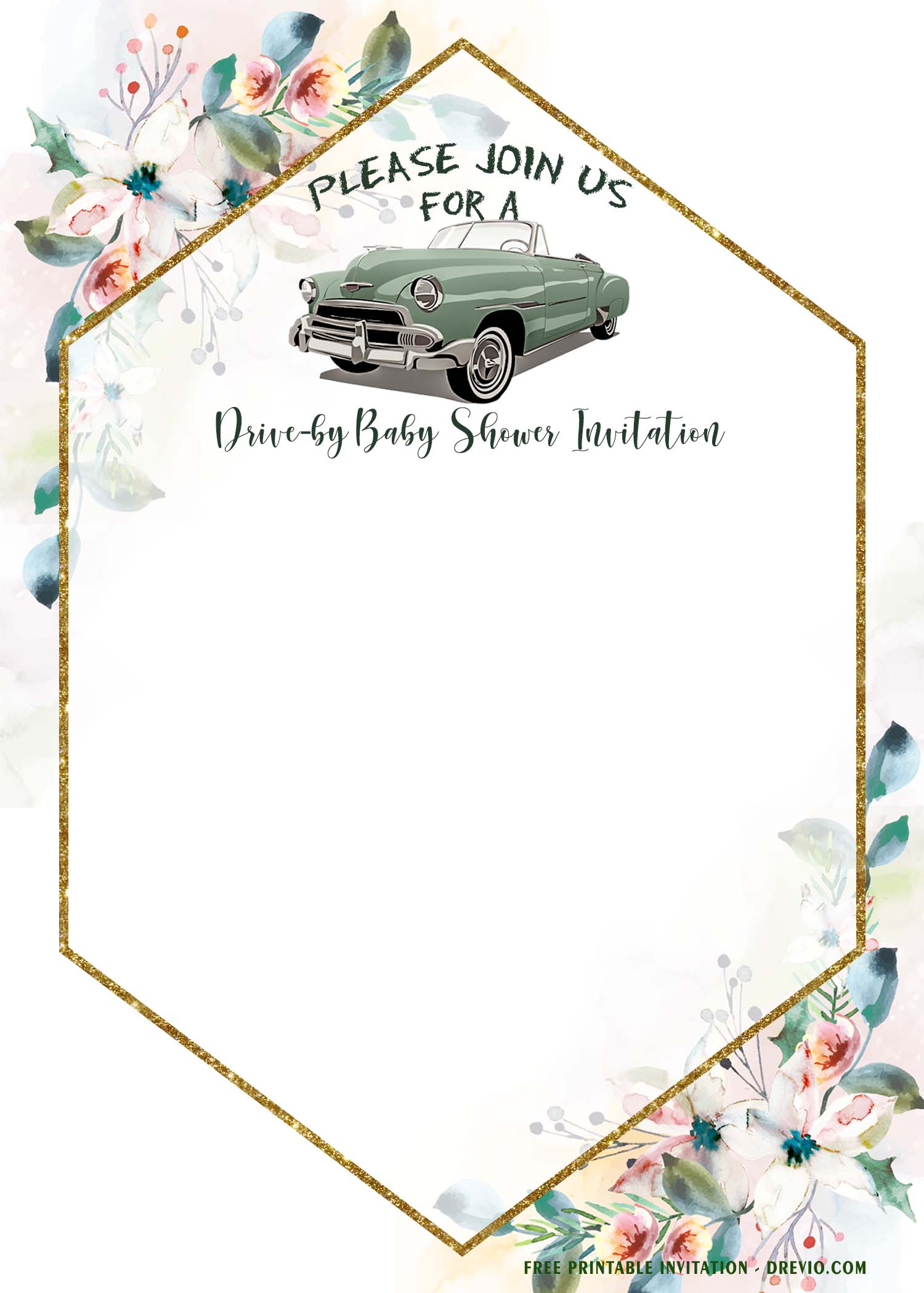 Free Printable Greenery Vintage Drive By Party Invitation Templates Download Hundreds Free Printable Birthday Invitation Templates