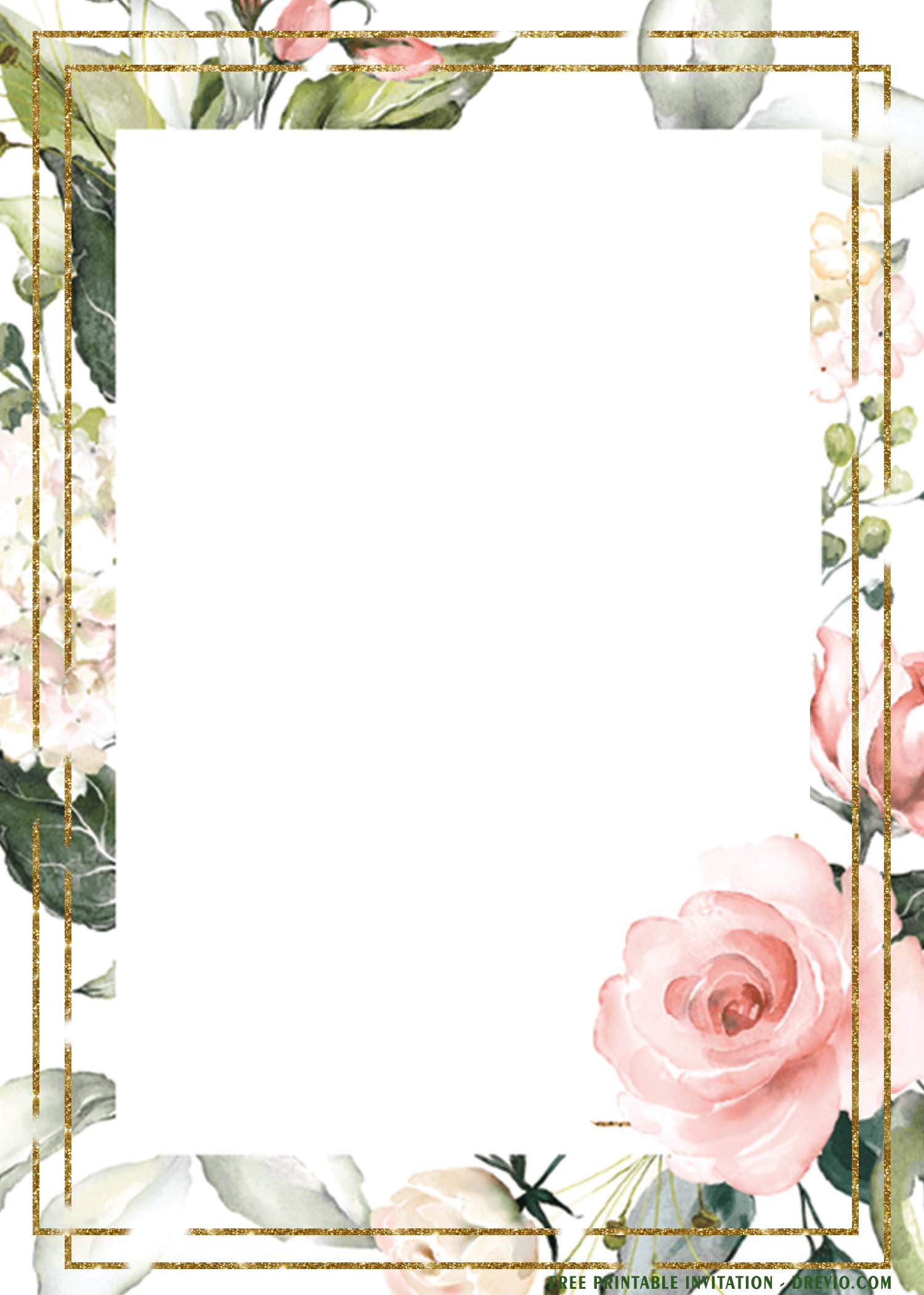 (FREE Printable) - Floral Frame Invitation Templates - for Any ...