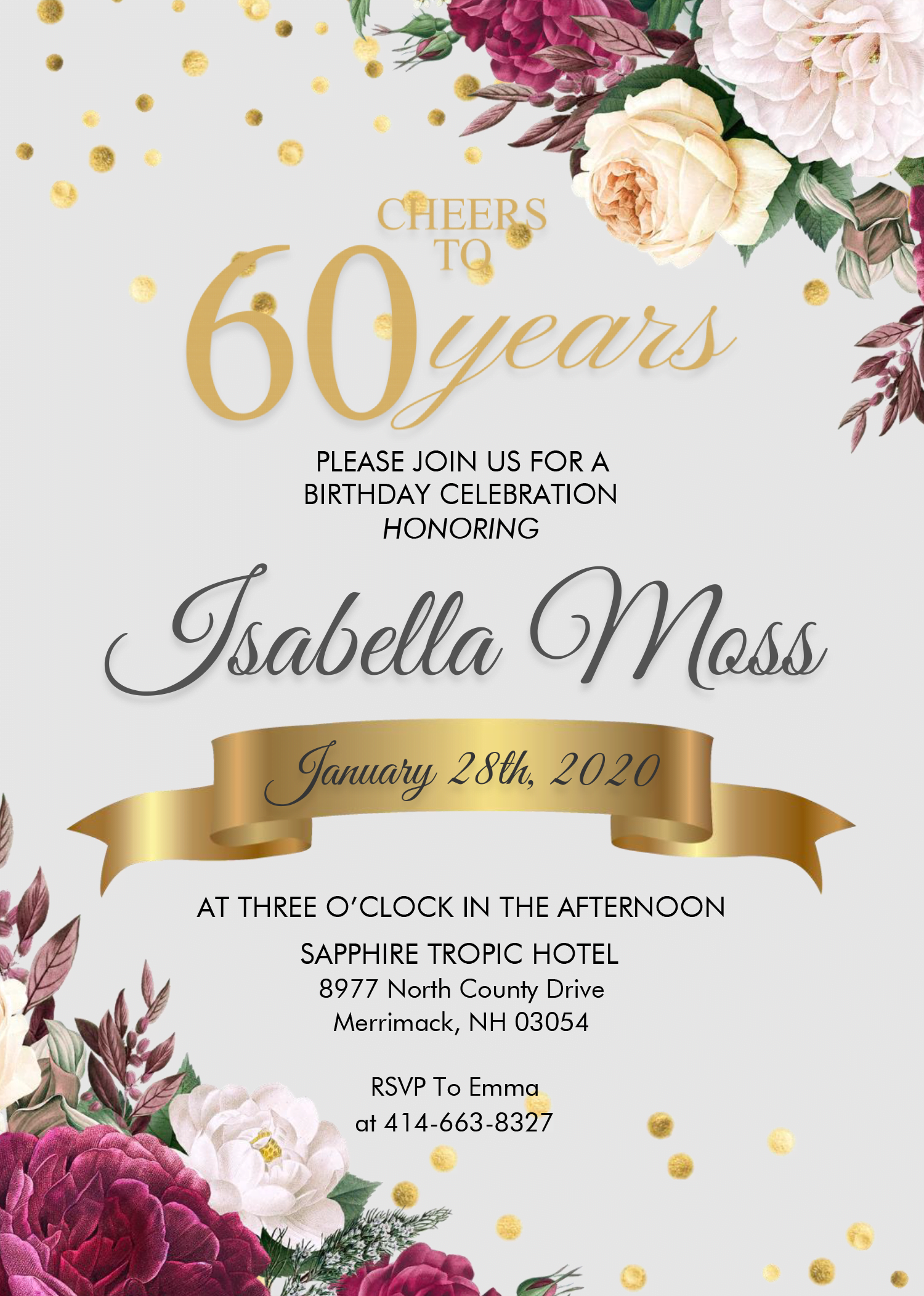 Example Of 60th Birthday Invitation