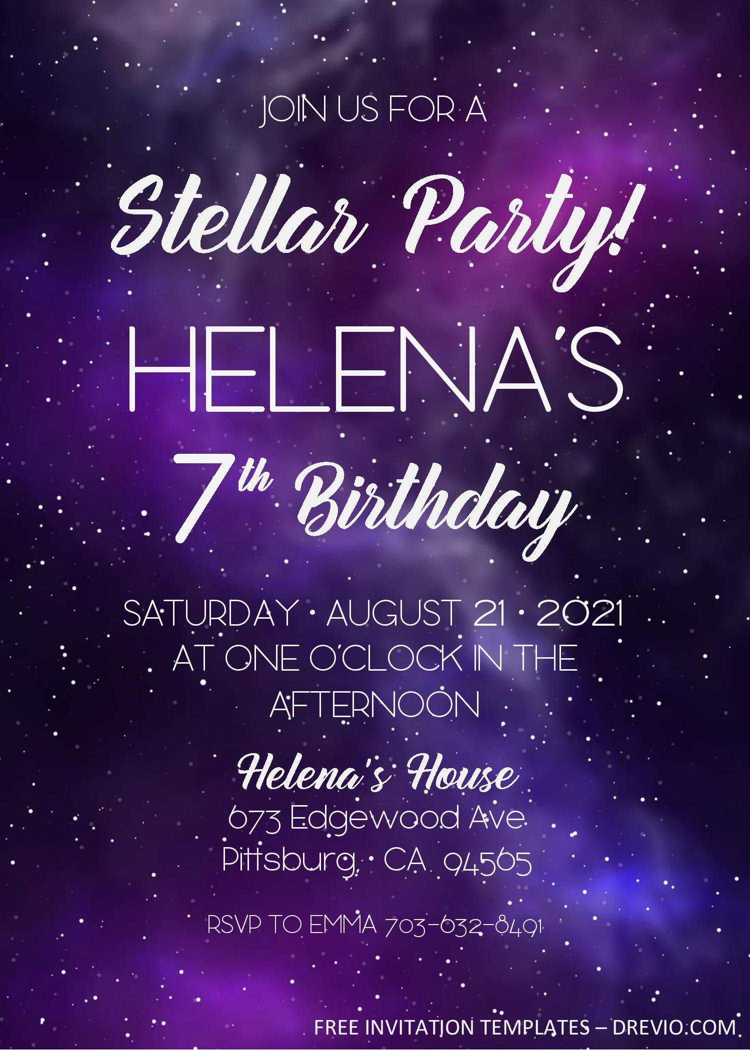 Free Printable Galaxy Birthday Invitations