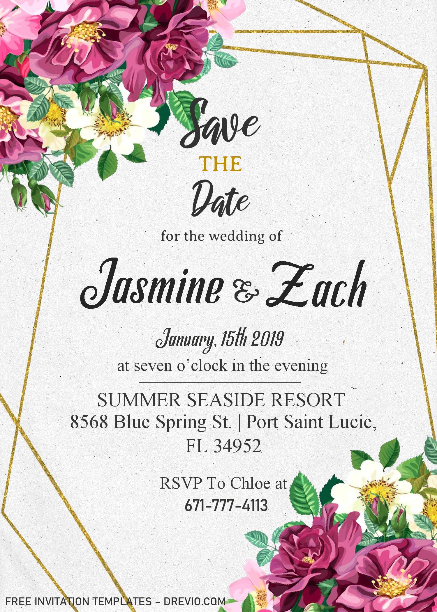 Save The Date Invitation Templates Editable With MS Word Download