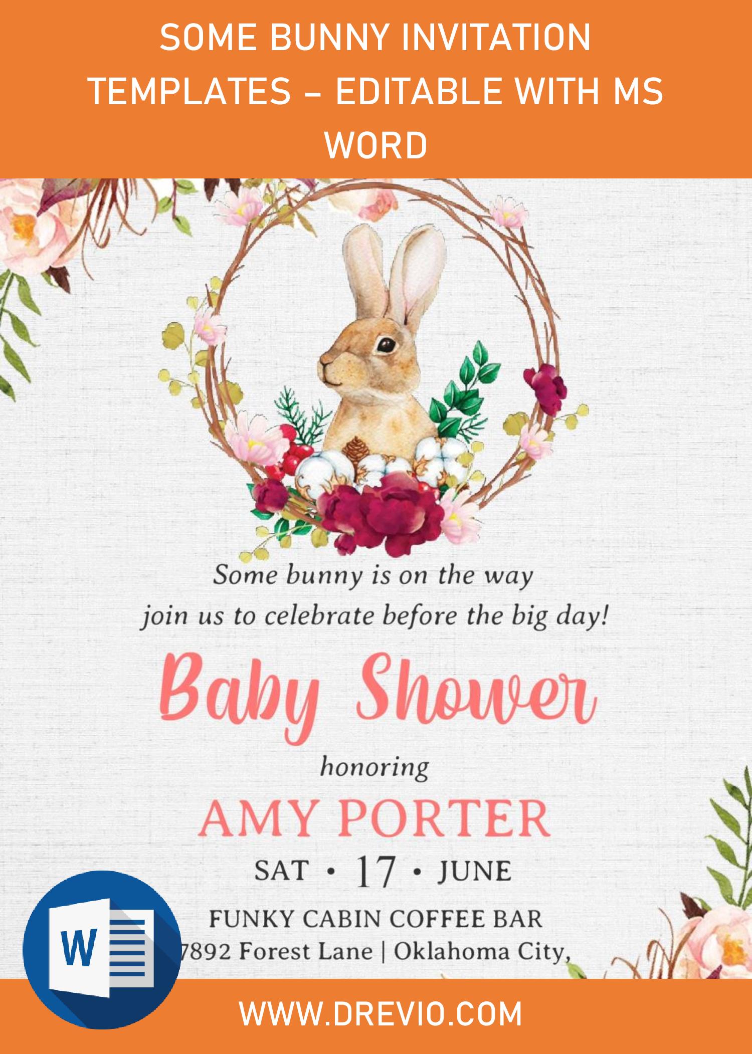 Some Bunny Invitation Templates - Editable With MS Word | | Download Hundreds FREE PRINTABLE ...