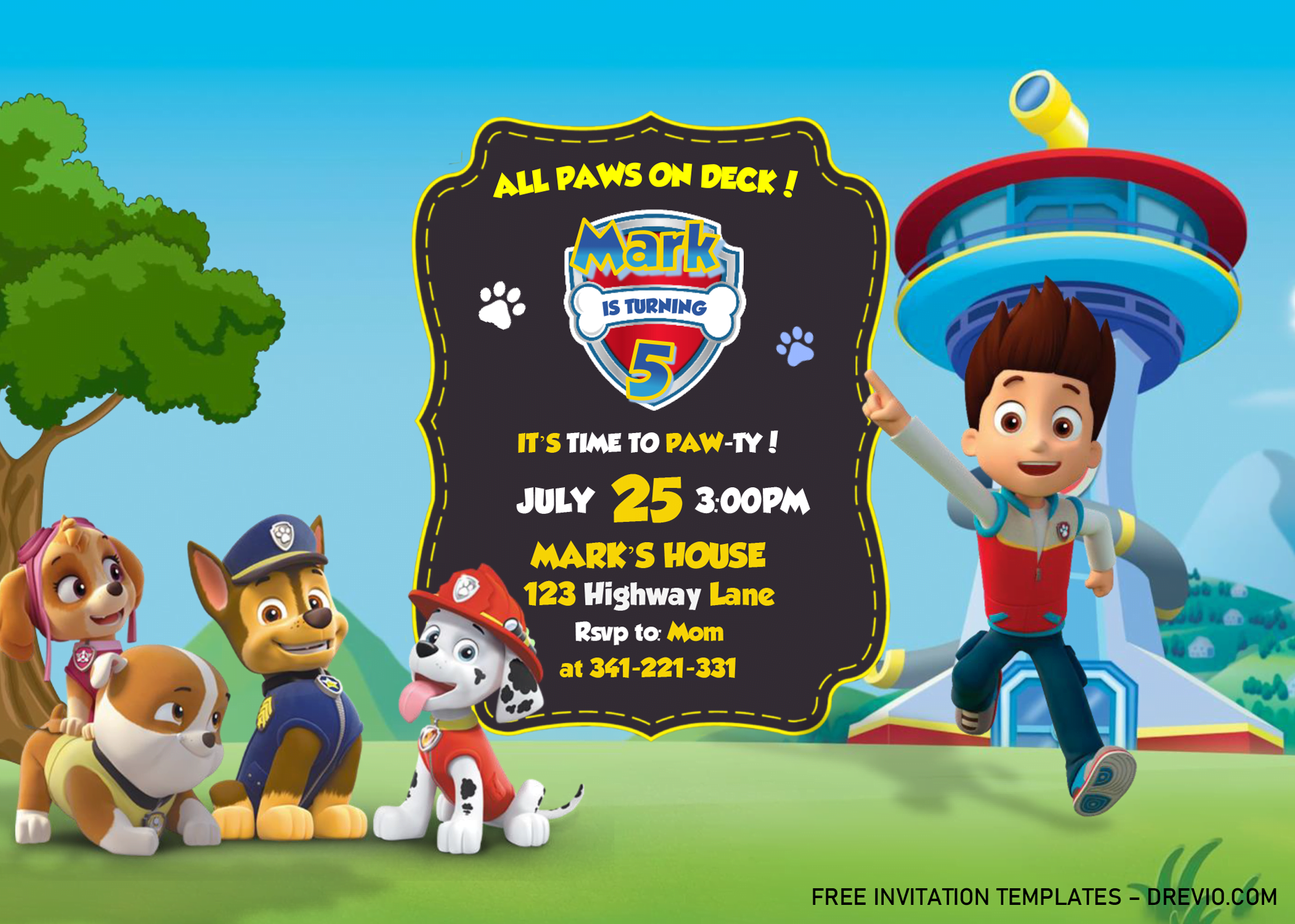 PAW Patrol Invitation Templates Editable With MS Word Download