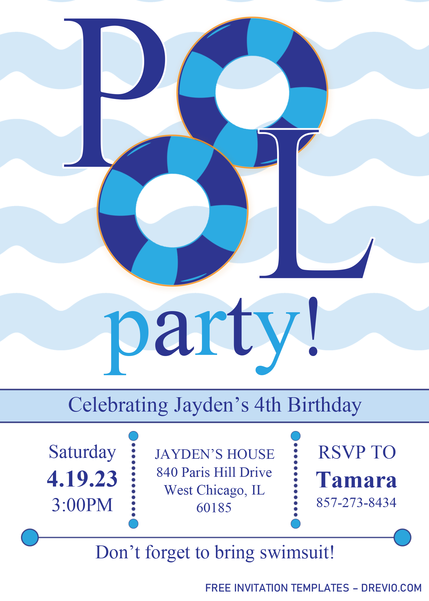 Printable Pool Party Invitation Template Printable Templates