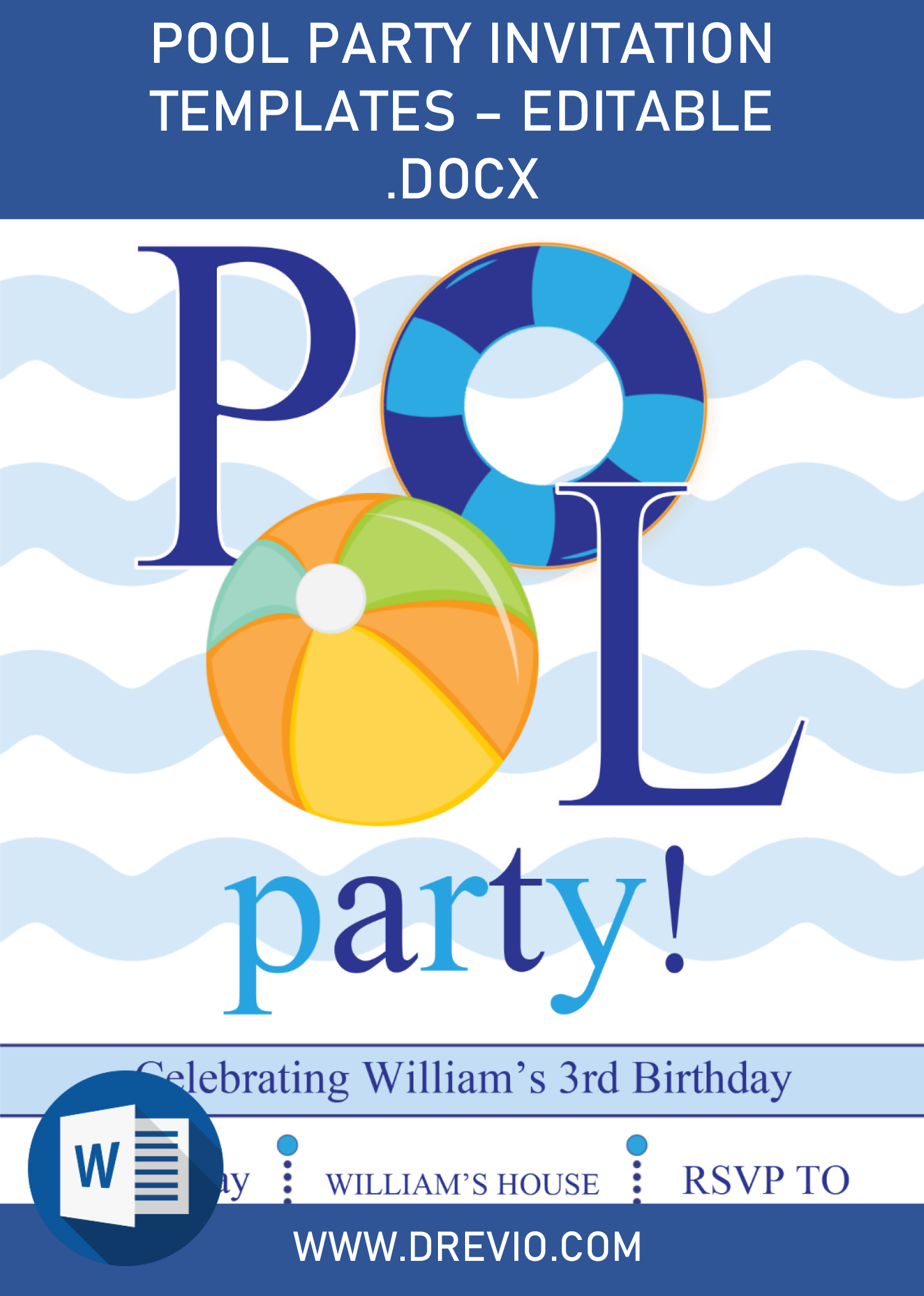 Pool Party Invitation Templates – Editable .Docx  Download Within Free Pool Party Flyer Templates