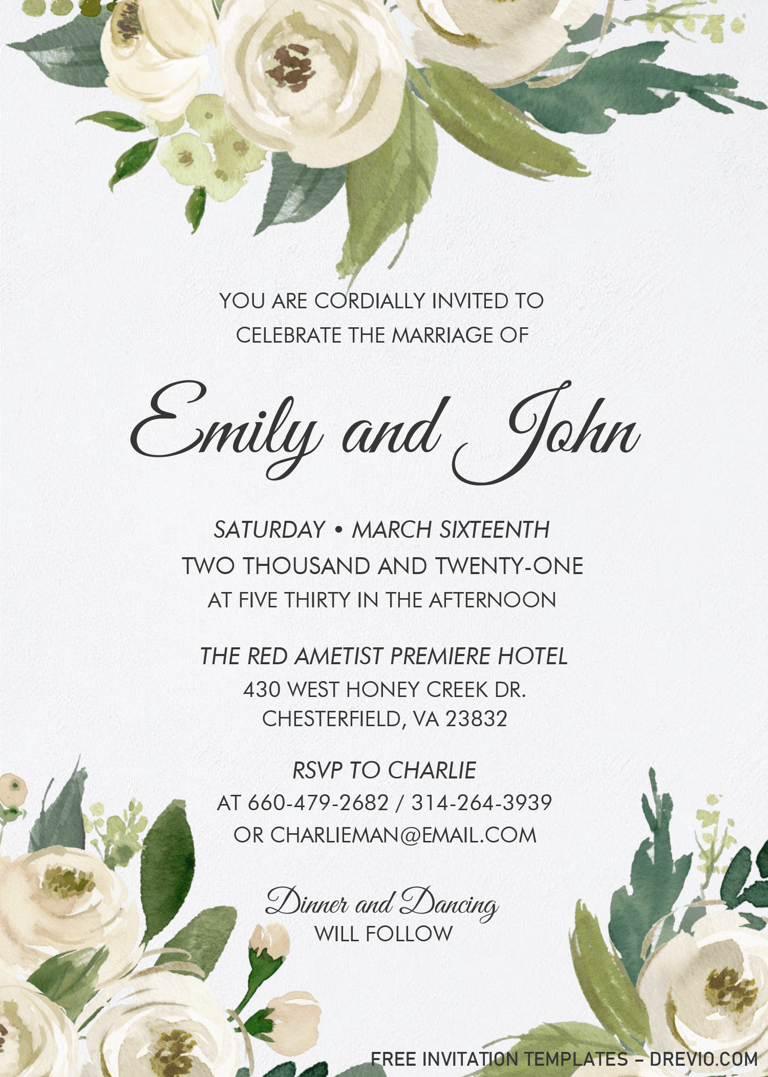Watercolor Floral Invitation Templates Editable With Ms Word
