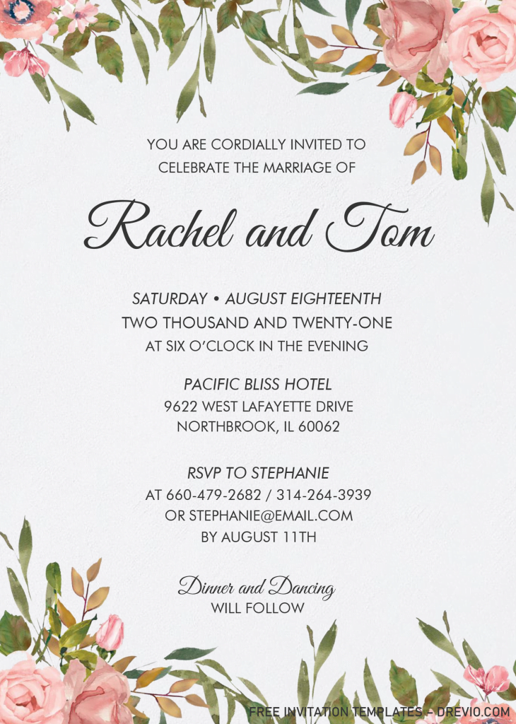 Watercolor Floral Invitation Templates – Editable With MS Word ...

