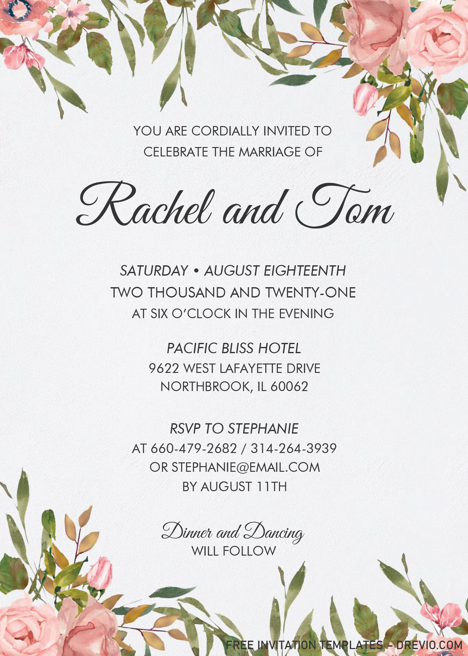 Watercolor Floral Invitation Templates Editable With Ms Word