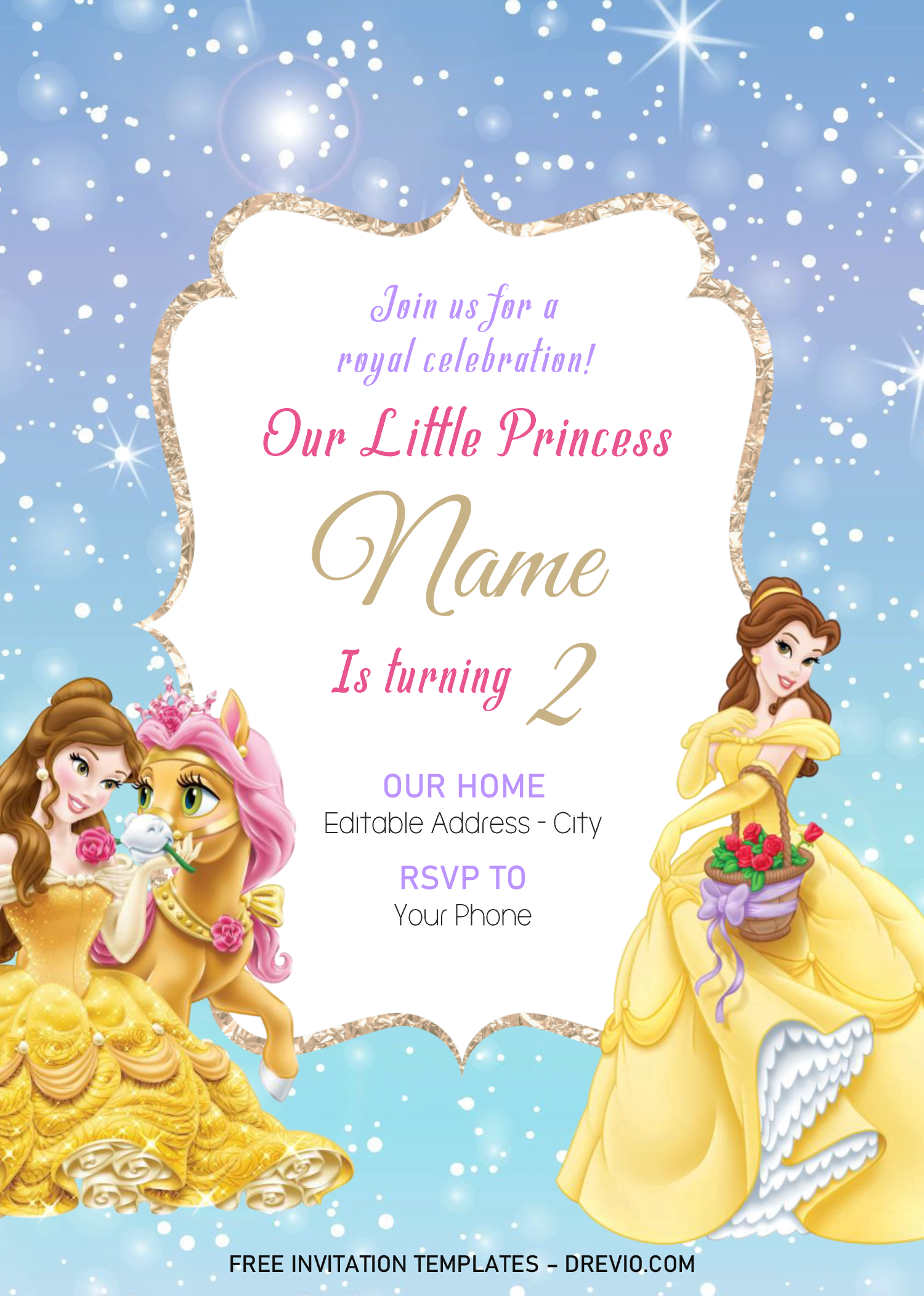 Disney Princess Invitation Templates Editable With Ms Word Download