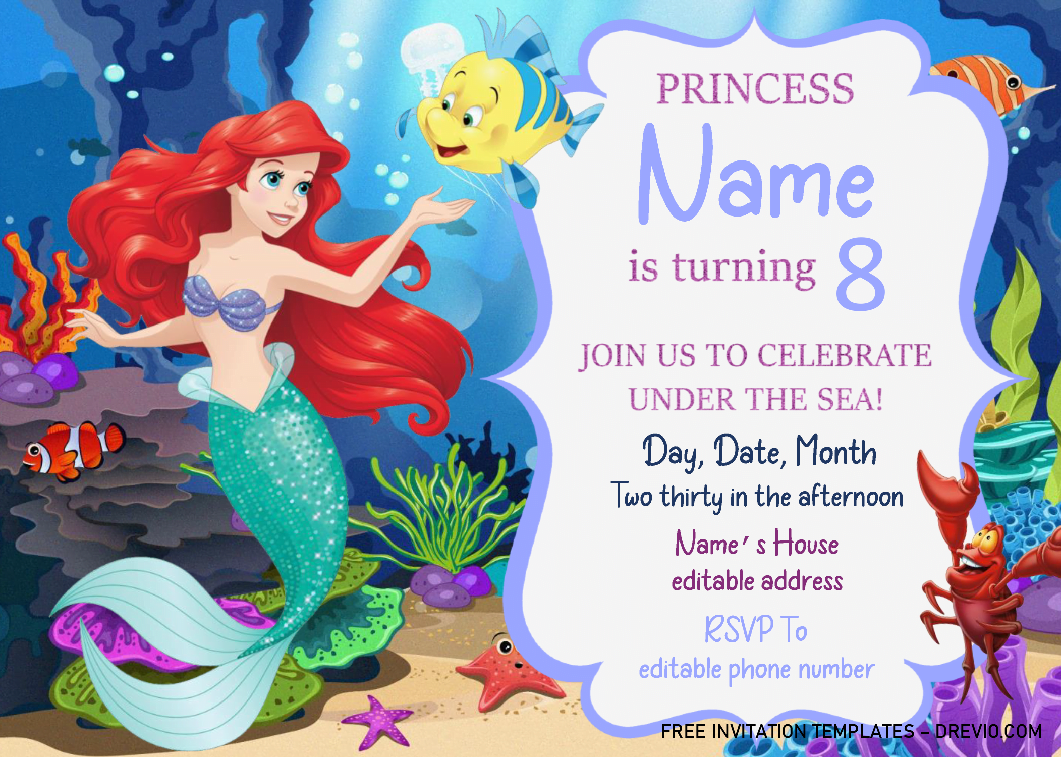 Little Mermaid Invitations Templates Free