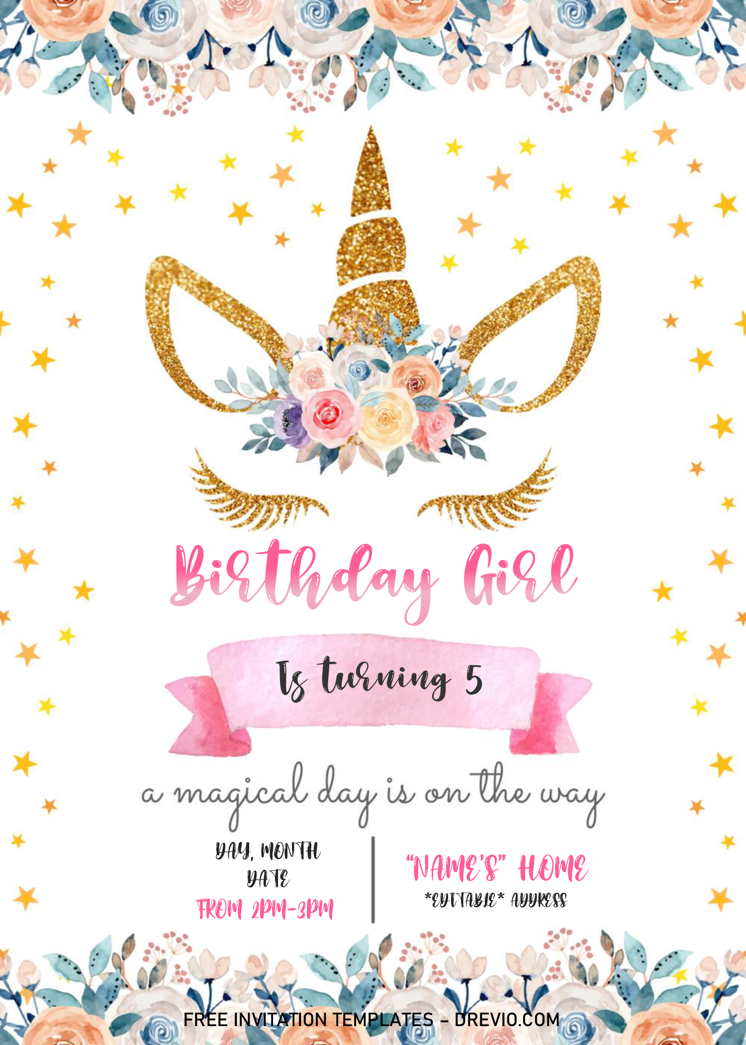 Magical Unicorn Baby Shower Invitation Templates Editable With Ms