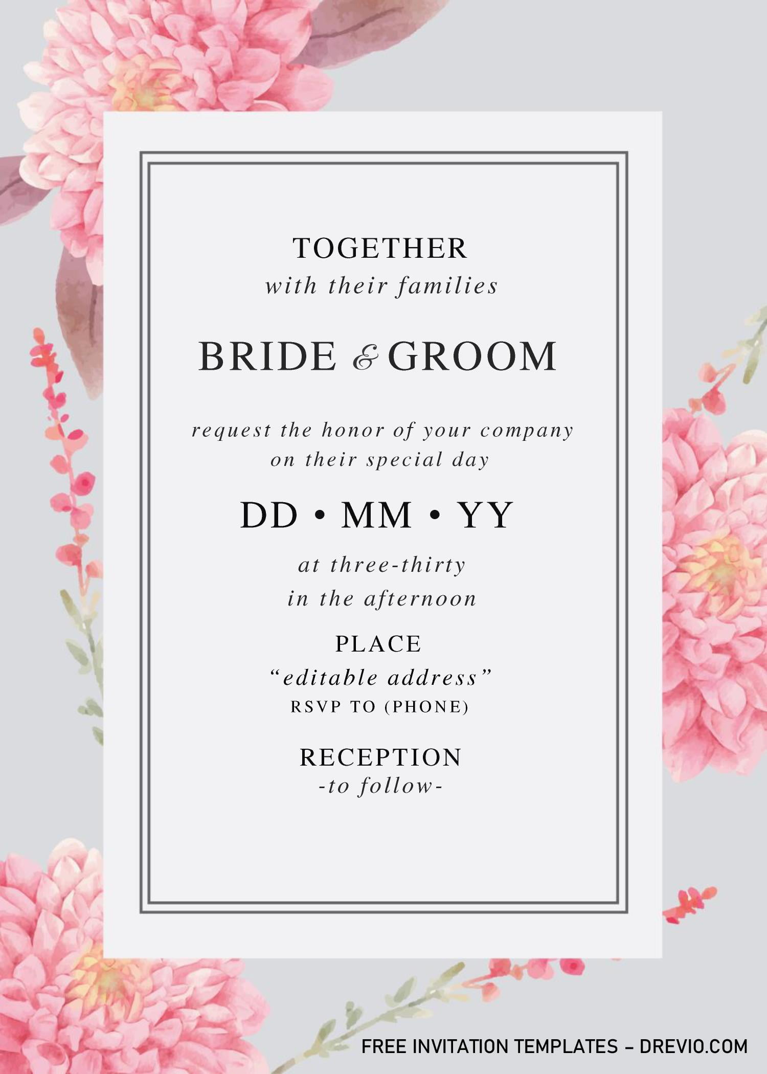 Wedding Reception and Details Template Download PDF Wedding Bundle Template Instant Download Invitation BOLE Blush Pink Respond Card