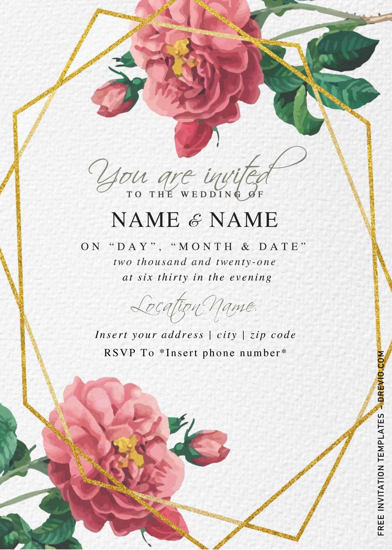 Free Botanical Floral Wedding Invitation Templates For Word Download