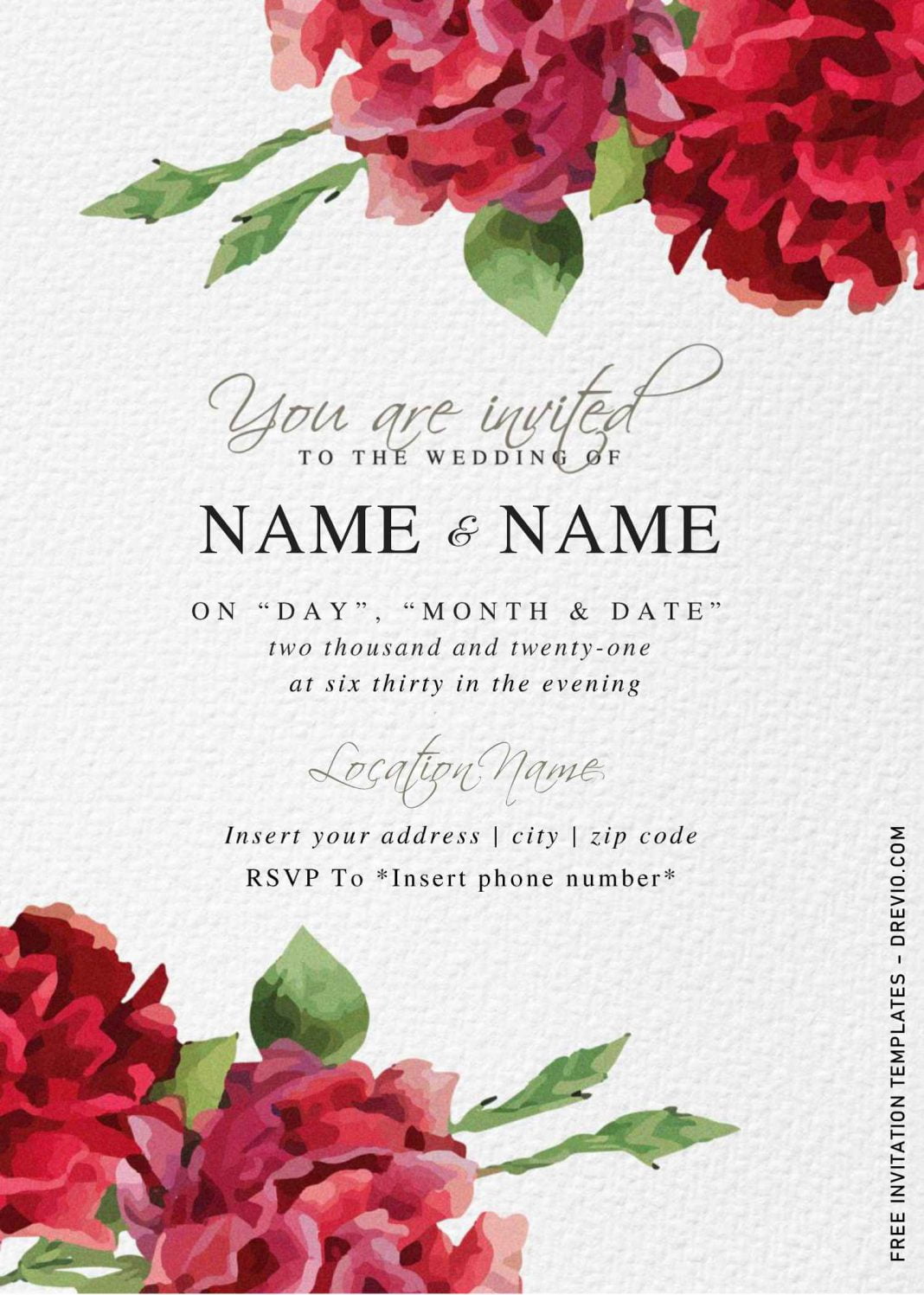 Free Botanical Floral Wedding Invitation Templates For