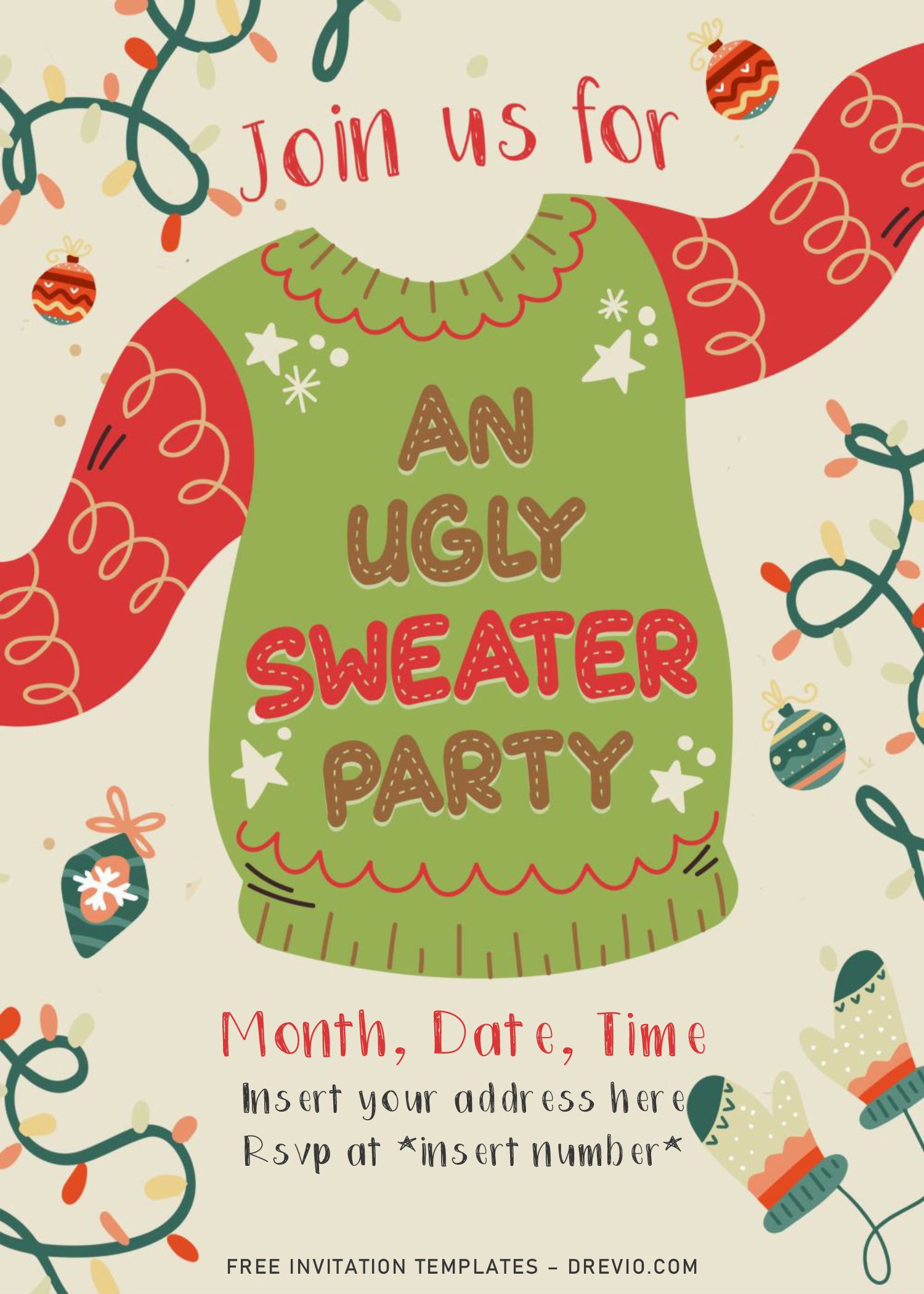 Free Printable Ugly Sweater Party Invitation Template Free Printable Word Searches
