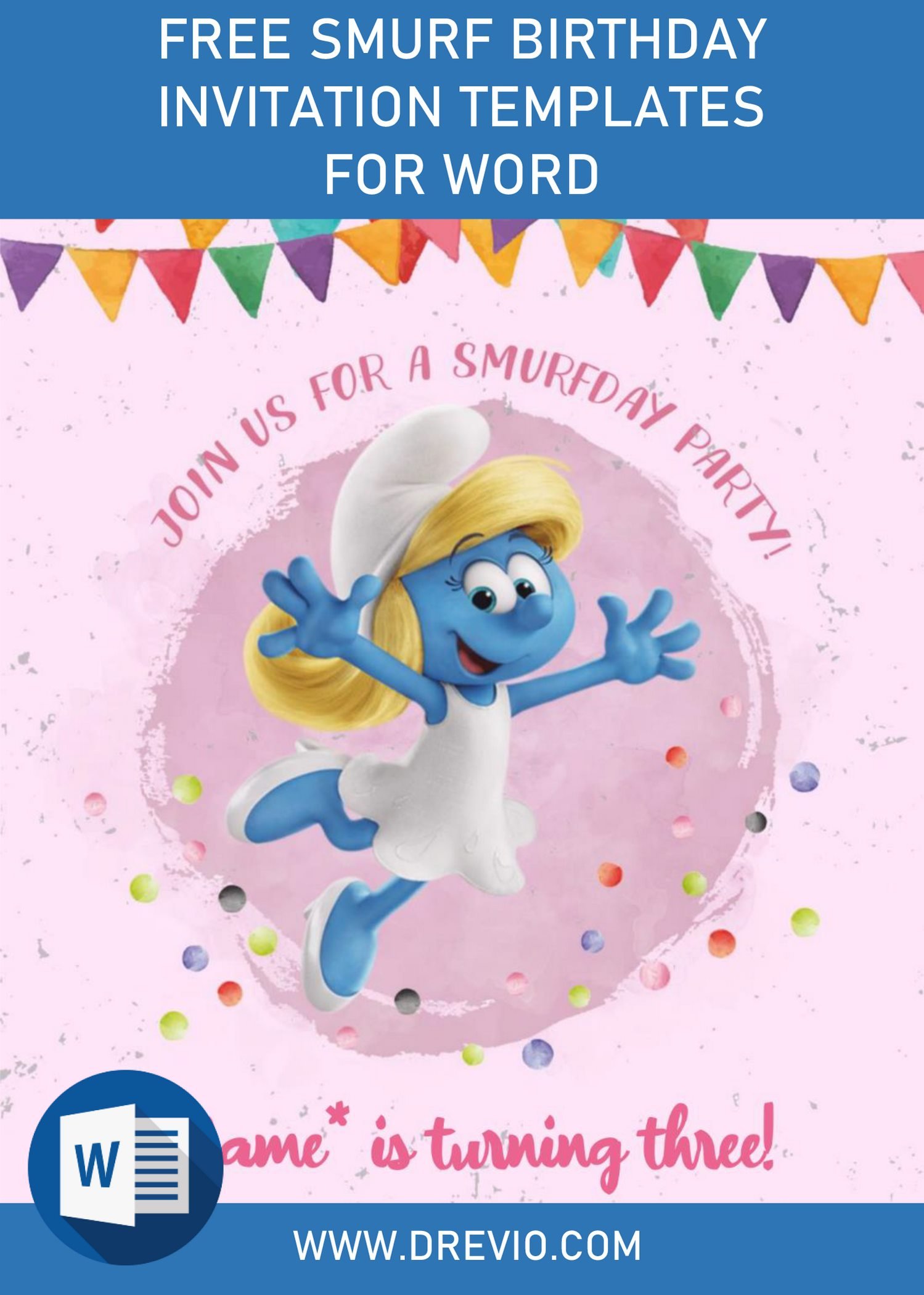 Free Printable Smurf Birthday Invitations