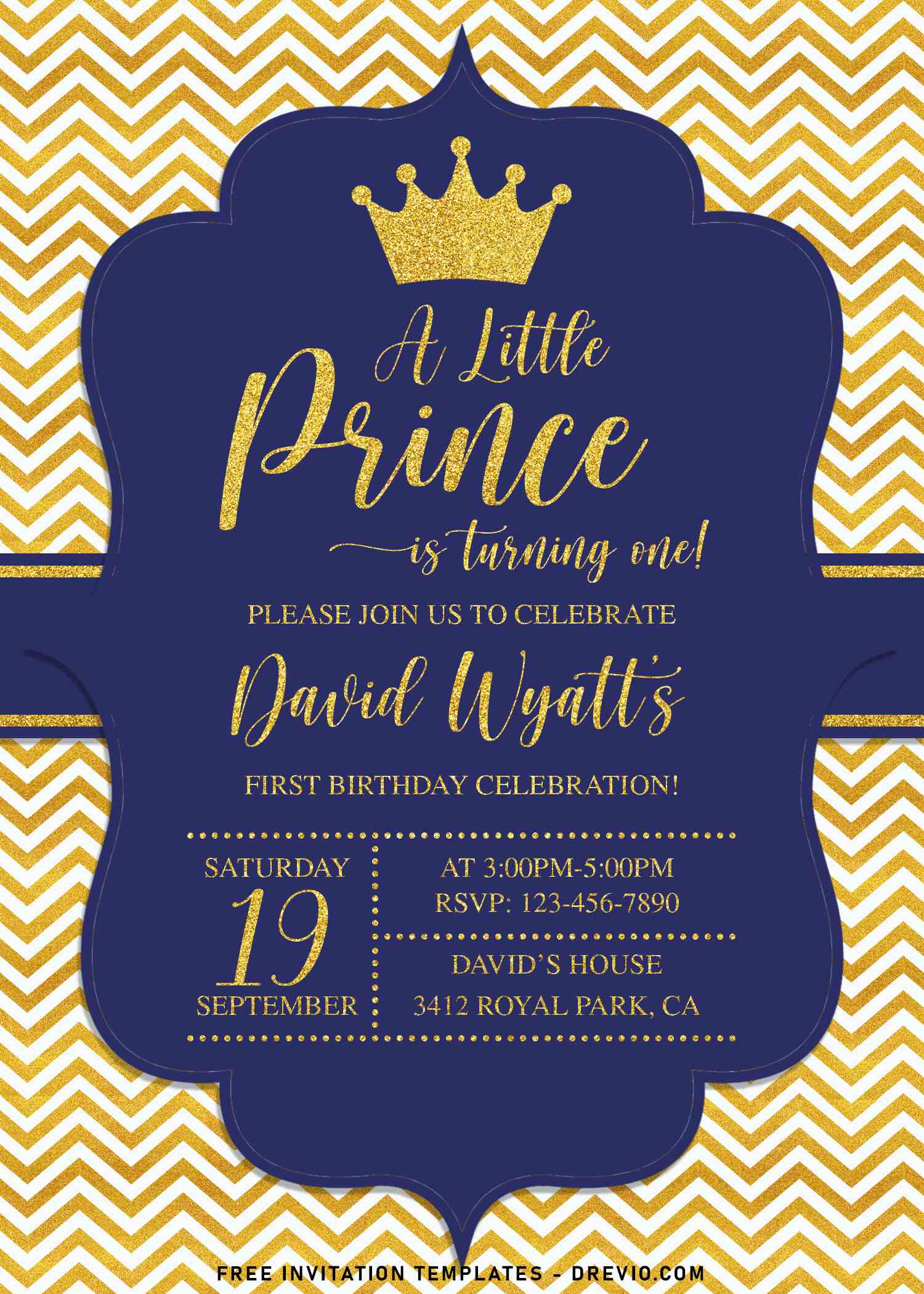 29+ Gold Glitter Prince Themed Birthday Invitation Templates For