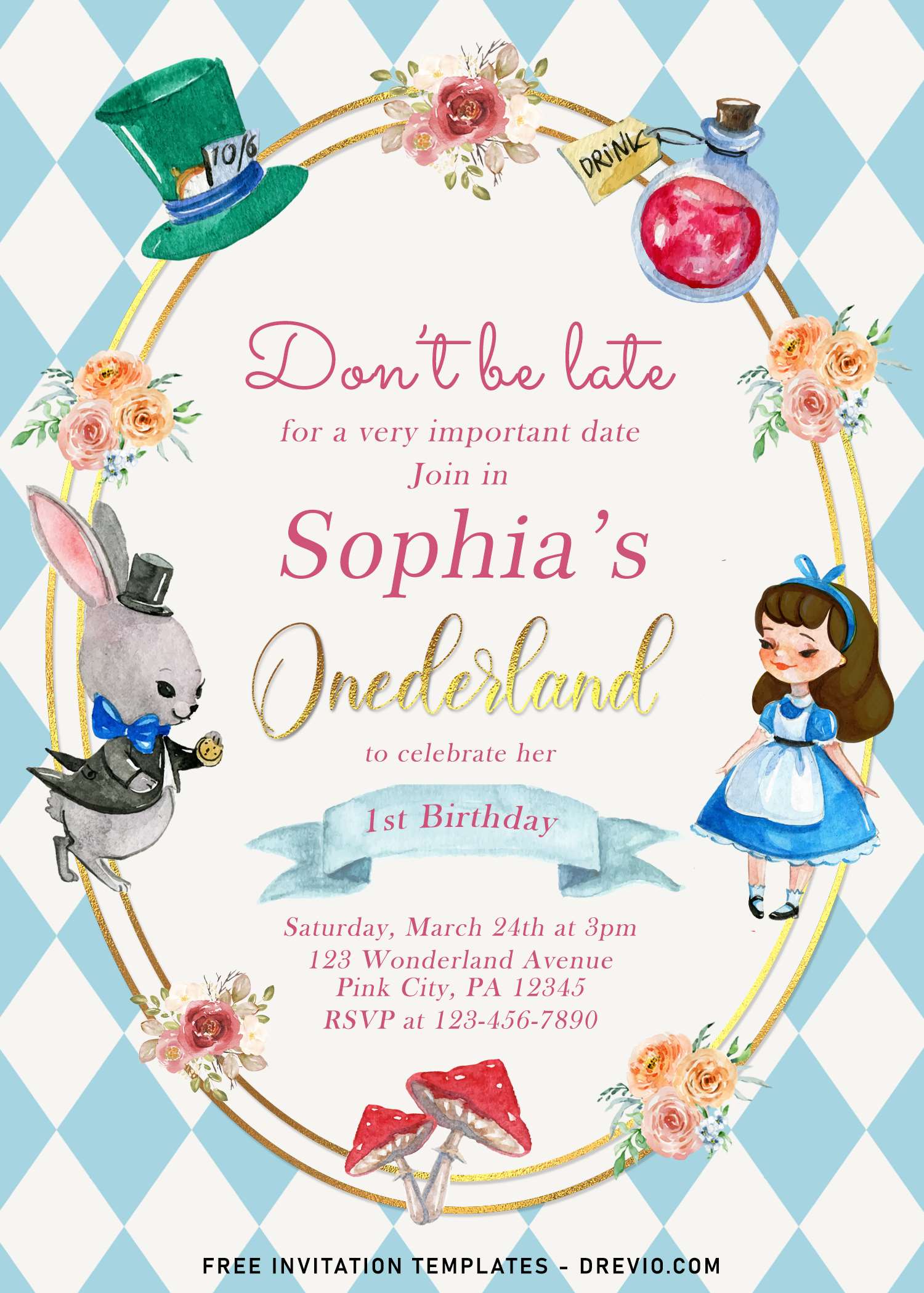 Alice In Wonderland Invitation Template