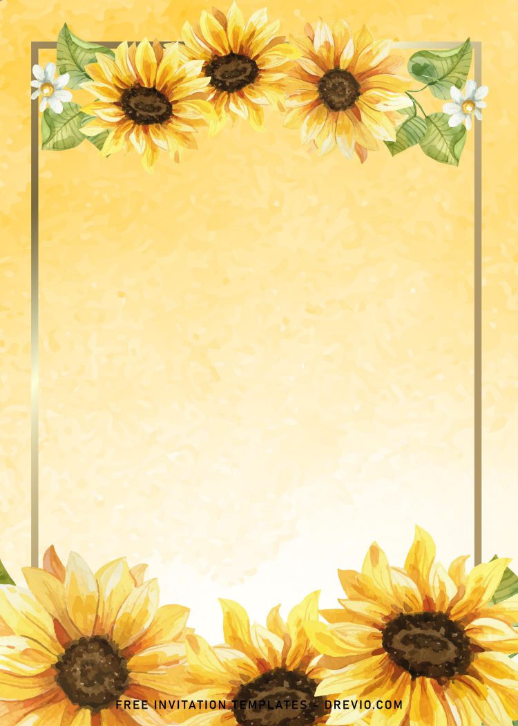 8+ Watercolor Sunflower Wedding Invitation Templates | Download ...