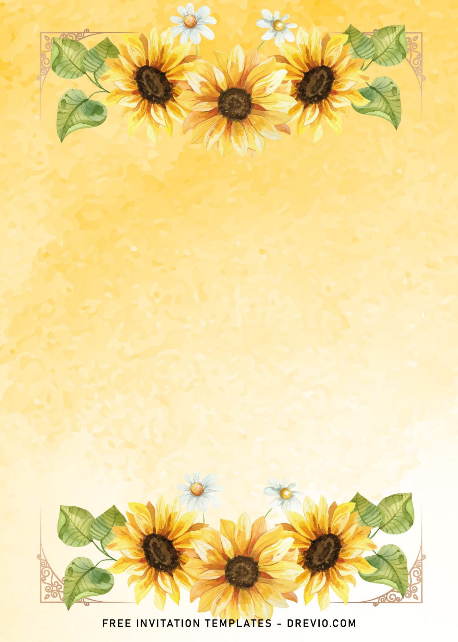 8+ Watercolor Sunflower Wedding Invitation Templates Download