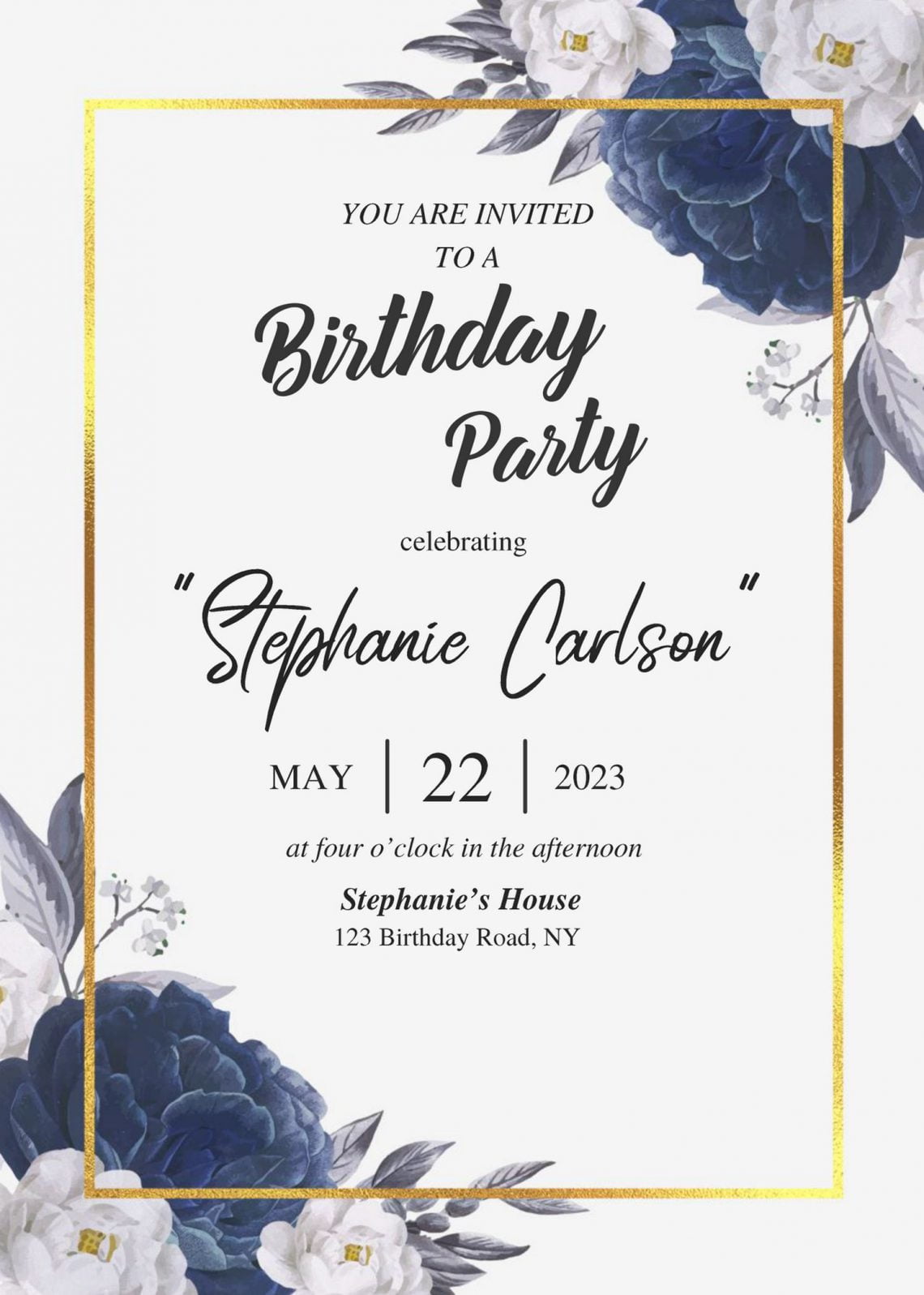 7+ Dusty Blue Floral Birthday Invitation Templates Download Hundreds
