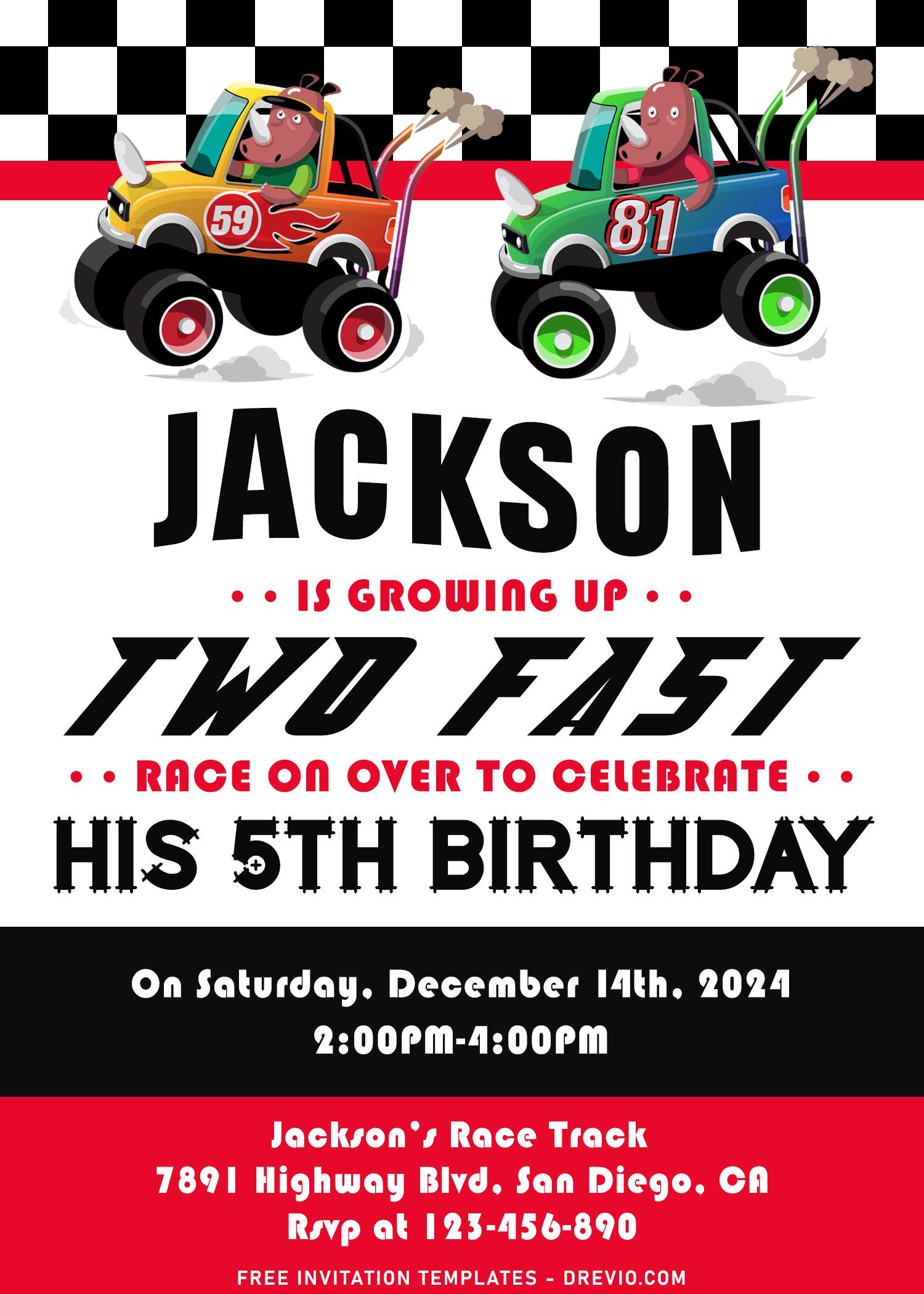 Two Fast Second Birthday Invitation Growing up Two Fast Race 