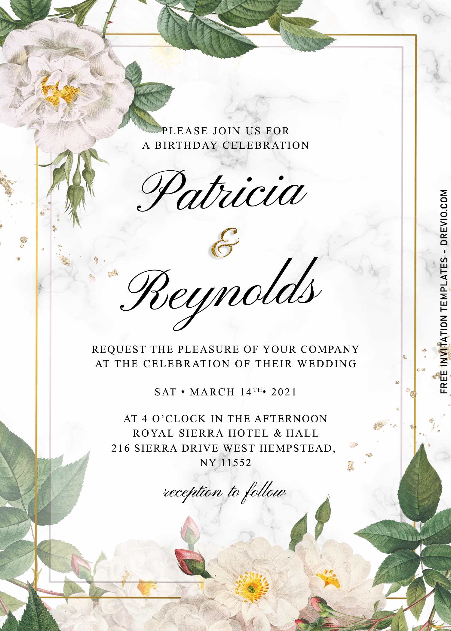 Printable Floral Wedding Invitation All seasons Wedding Invite Special Occasion Jasmine Flowers Invitation